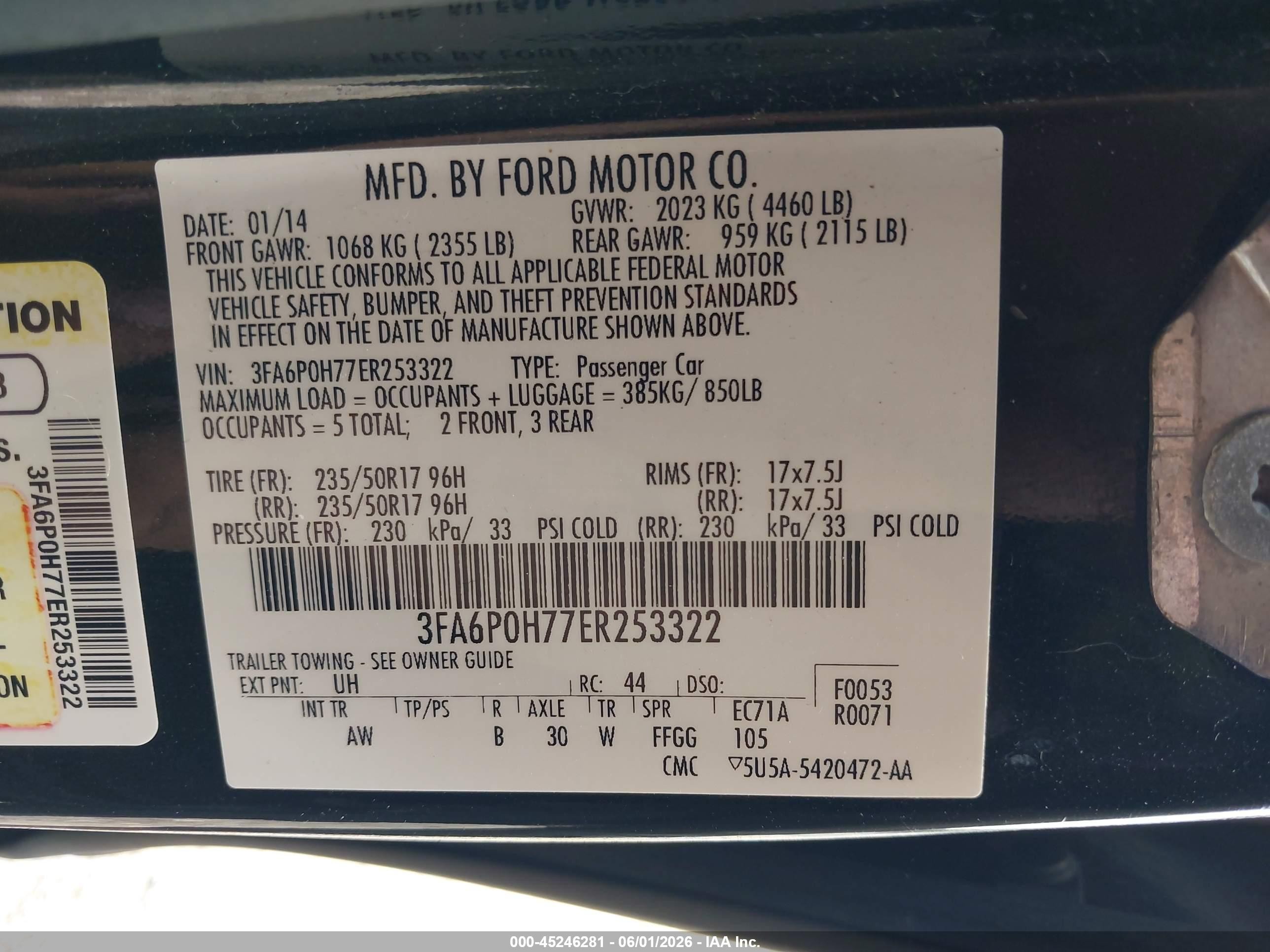 2014 Ford Fusion Se Black vin: 3FA6P0H77ER253322