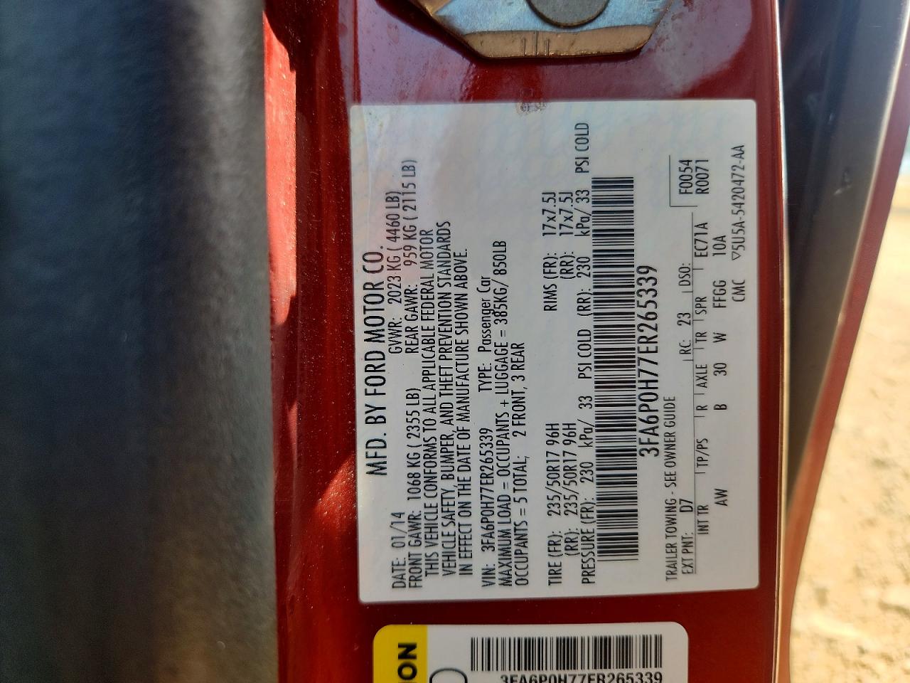 2014 Ford Fusion Se Red vin: 3FA6P0H77ER265339