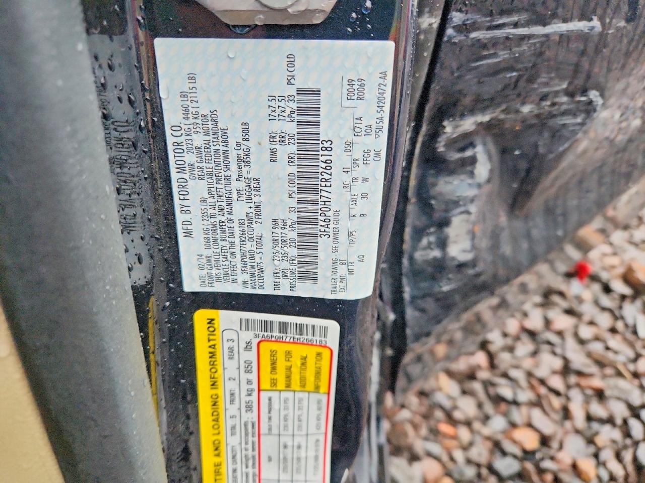 2014 Ford Fusion Se Black vin: 3FA6P0H77ER266183