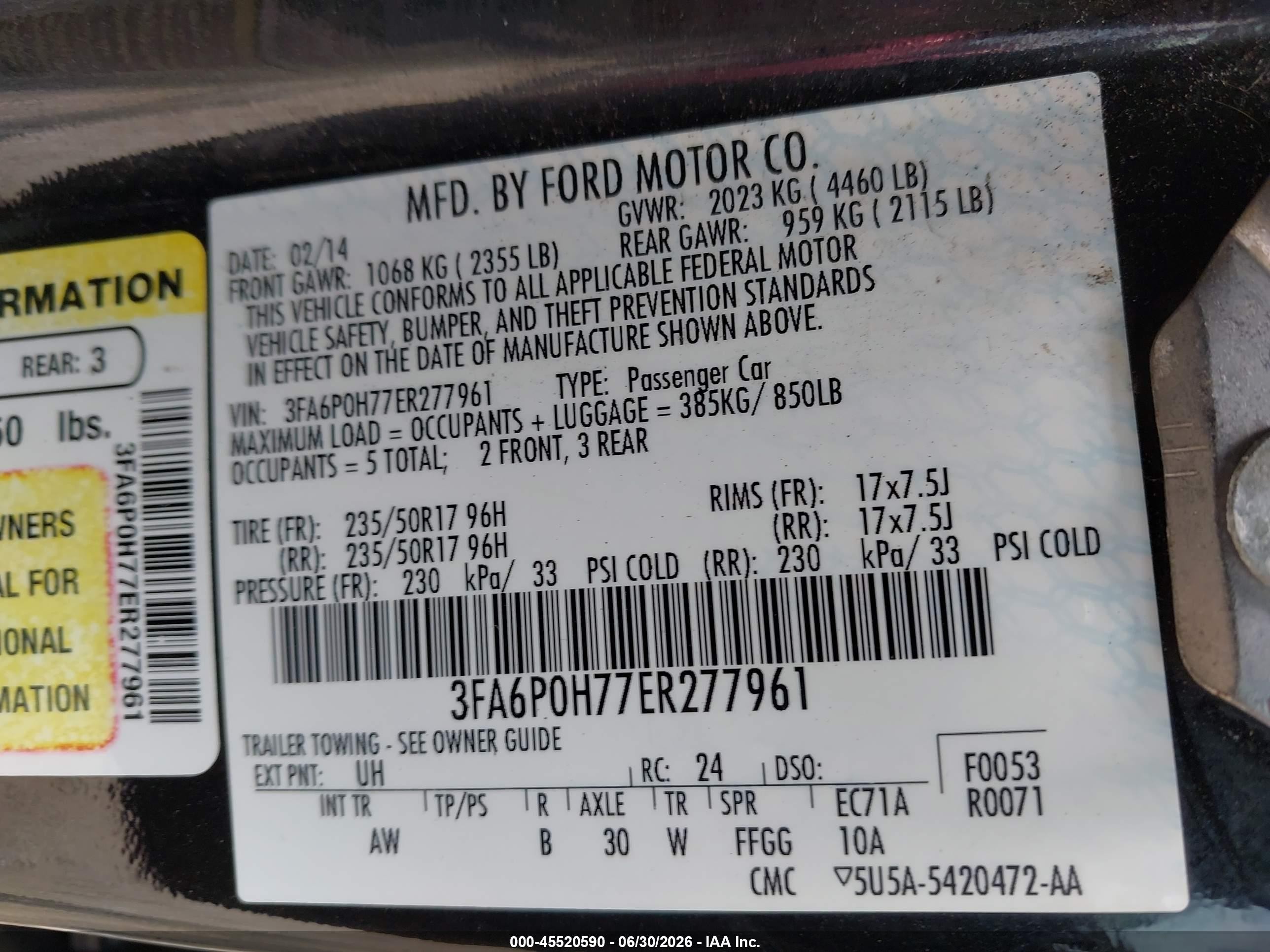 2014 Ford Fusion Se Черный vin: 3FA6P0H77ER277961