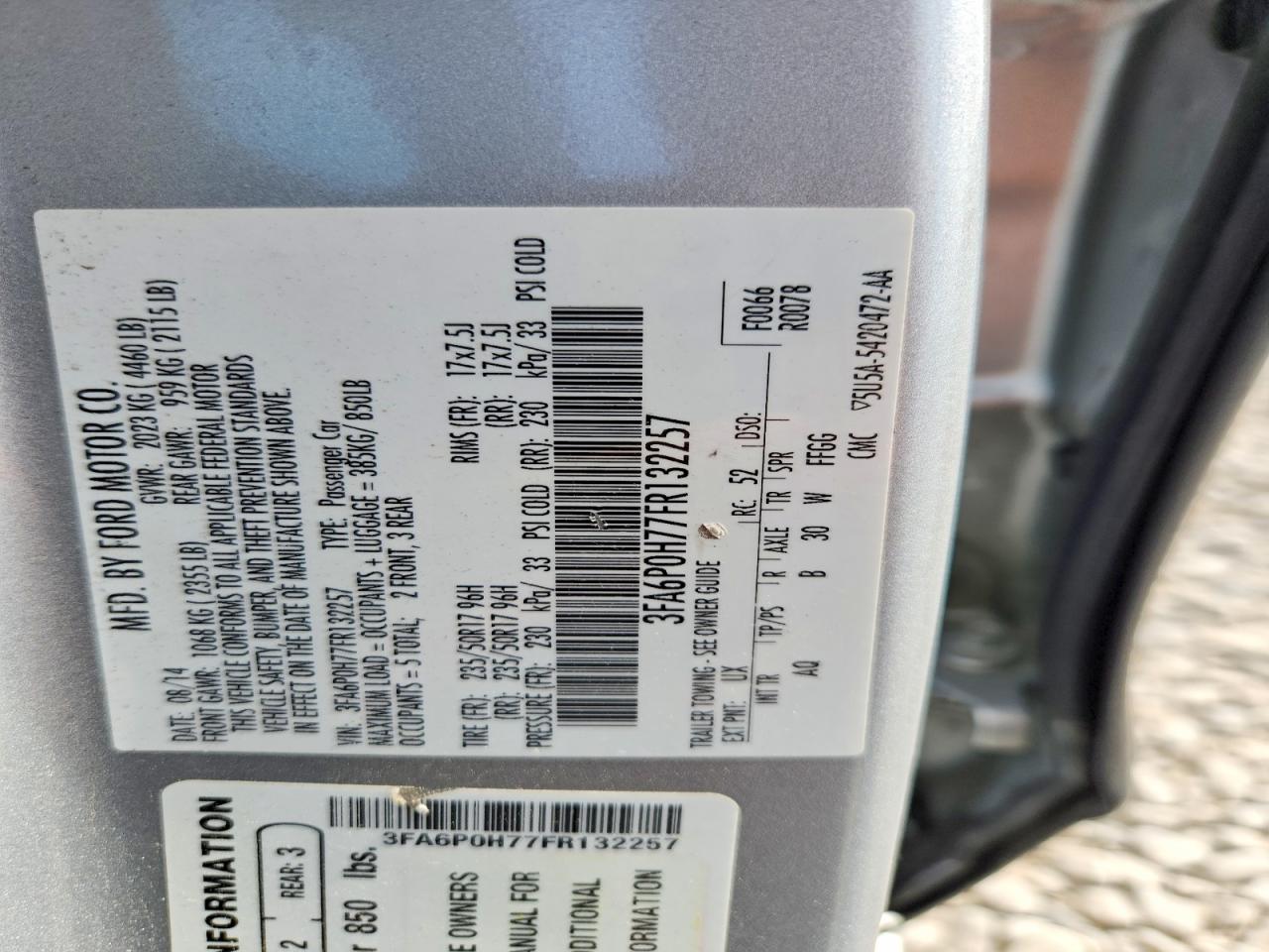 2015 Ford Fusion Se Silver vin: 3FA6P0H77FR132257