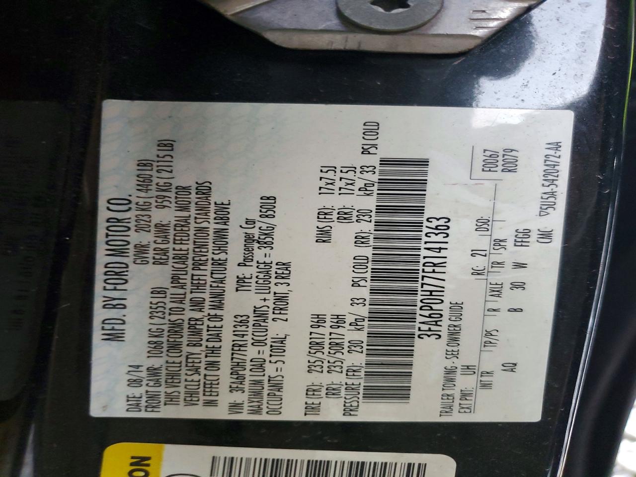 2015 Ford Fusion Se Black vin: 3FA6P0H77FR141363