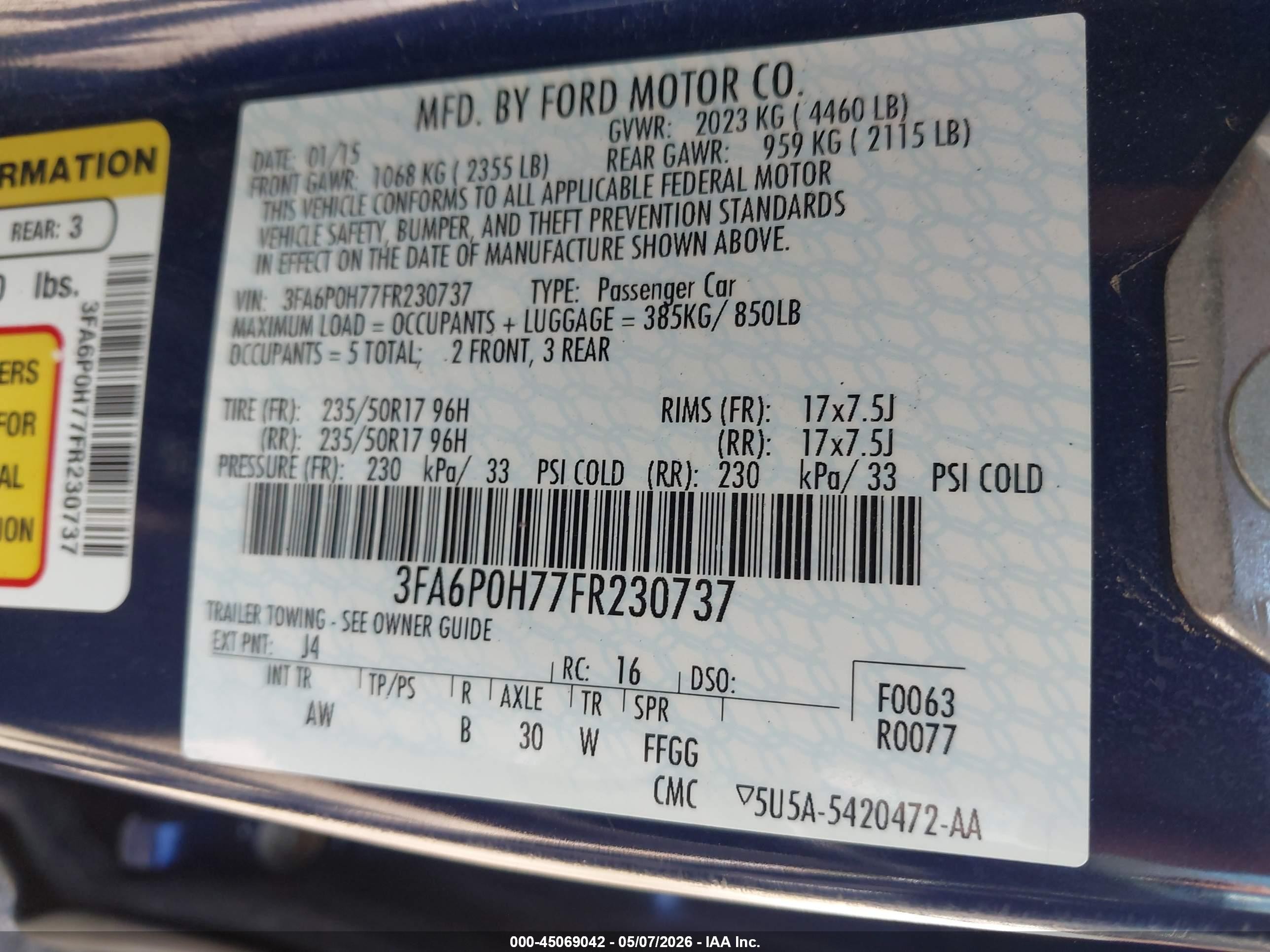 2015 Ford Fusion Se Синий vin: 3FA6P0H77FR230737