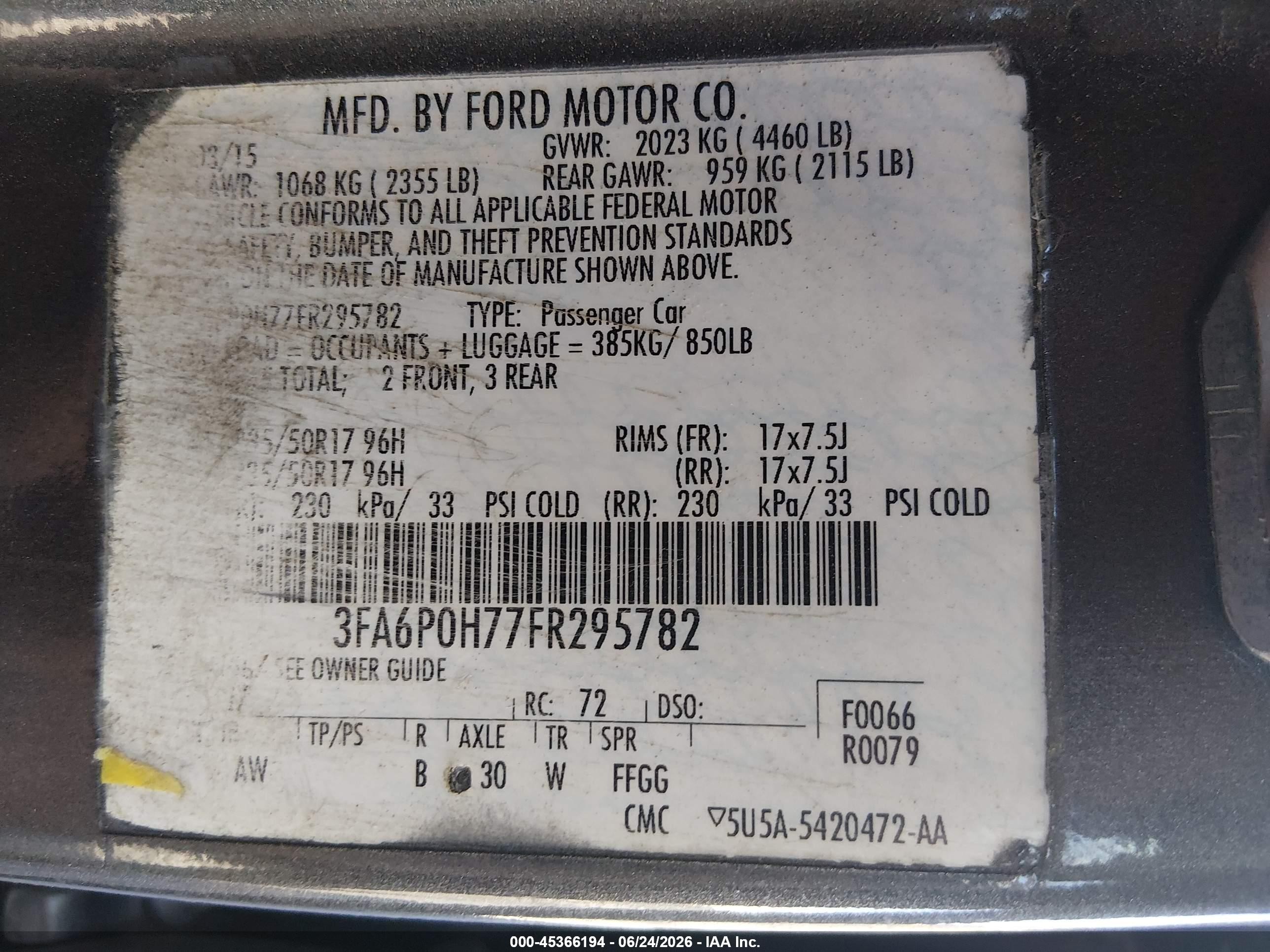 2015 Ford Fusion Se Gray vin: 3FA6P0H77FR295782
