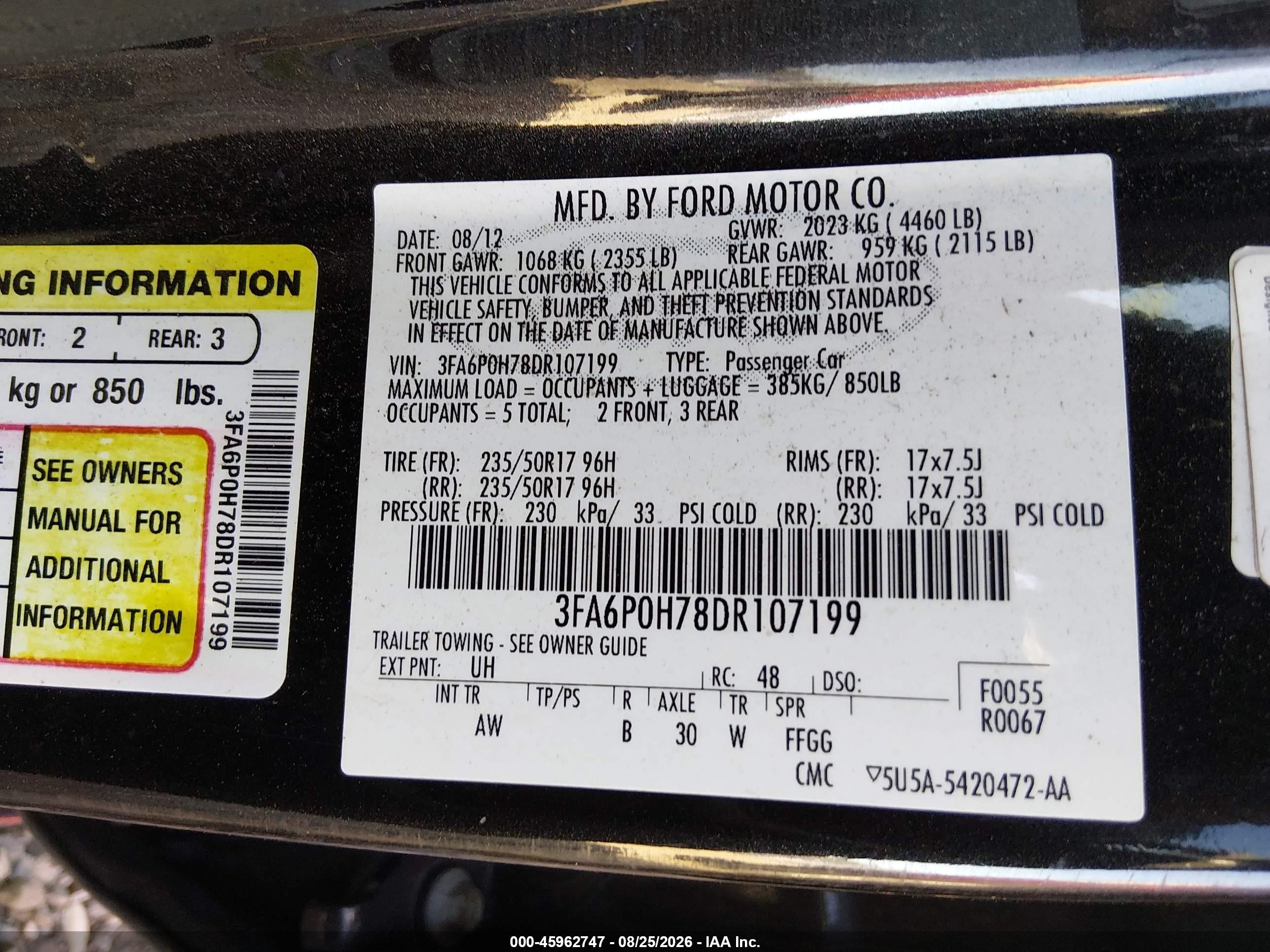2013 Ford Fusion Se Black vin: 3FA6P0H78DR107199