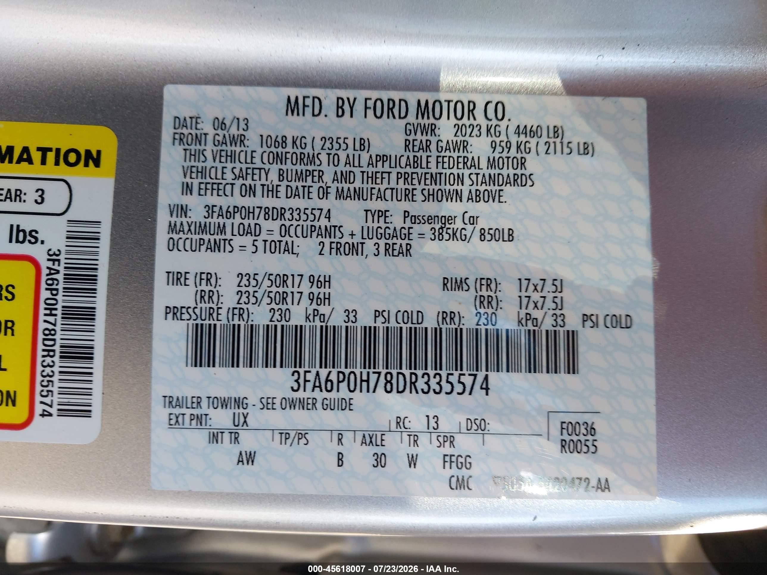 2013 Ford Fusion Se Silver vin: 3FA6P0H78DR335574