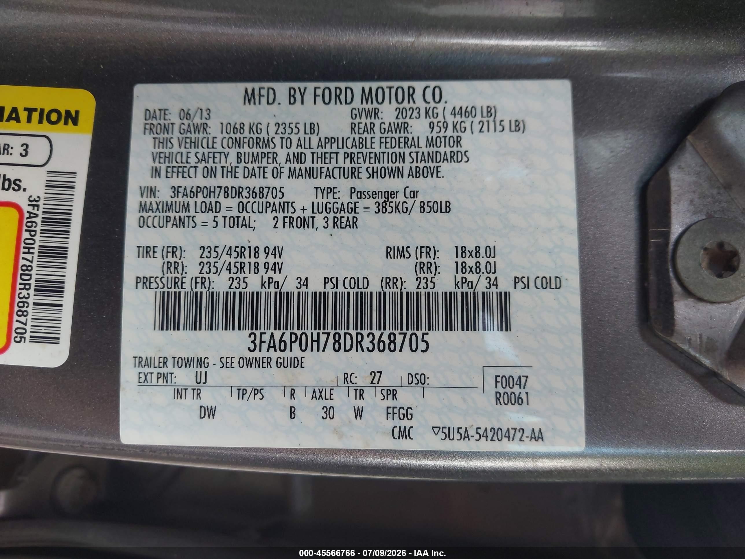 2013 Ford Fusion Se Gray vin: 3FA6P0H78DR368705