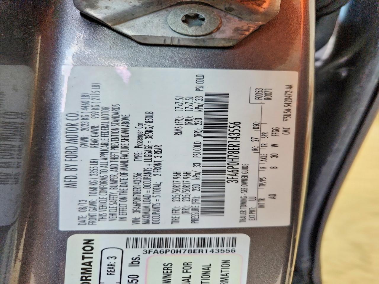 2014 Ford Fusion Se Gray vin: 3FA6P0H78ER143556