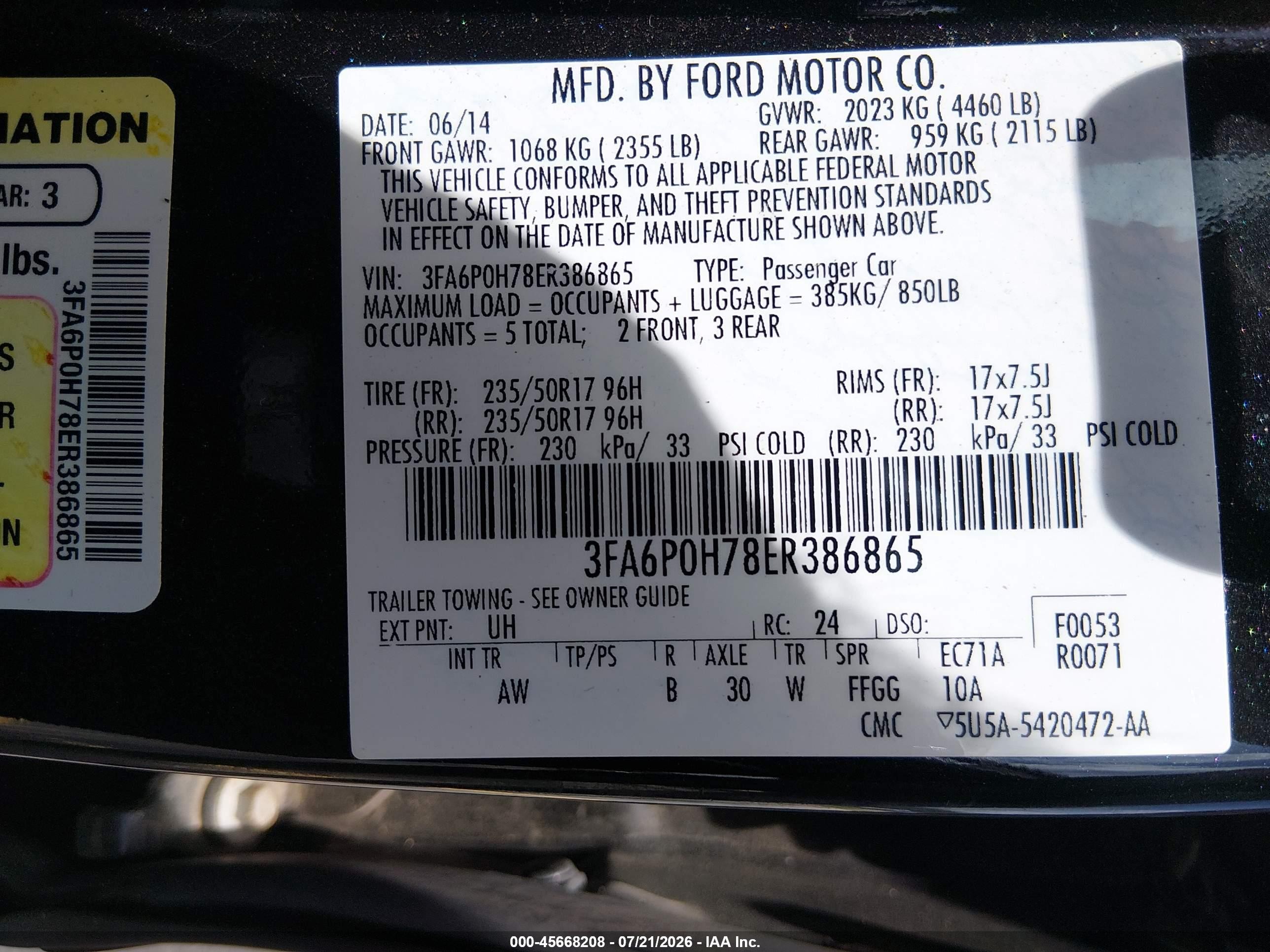 2014 Ford Fusion Se Black vin: 3FA6P0H78ER386865