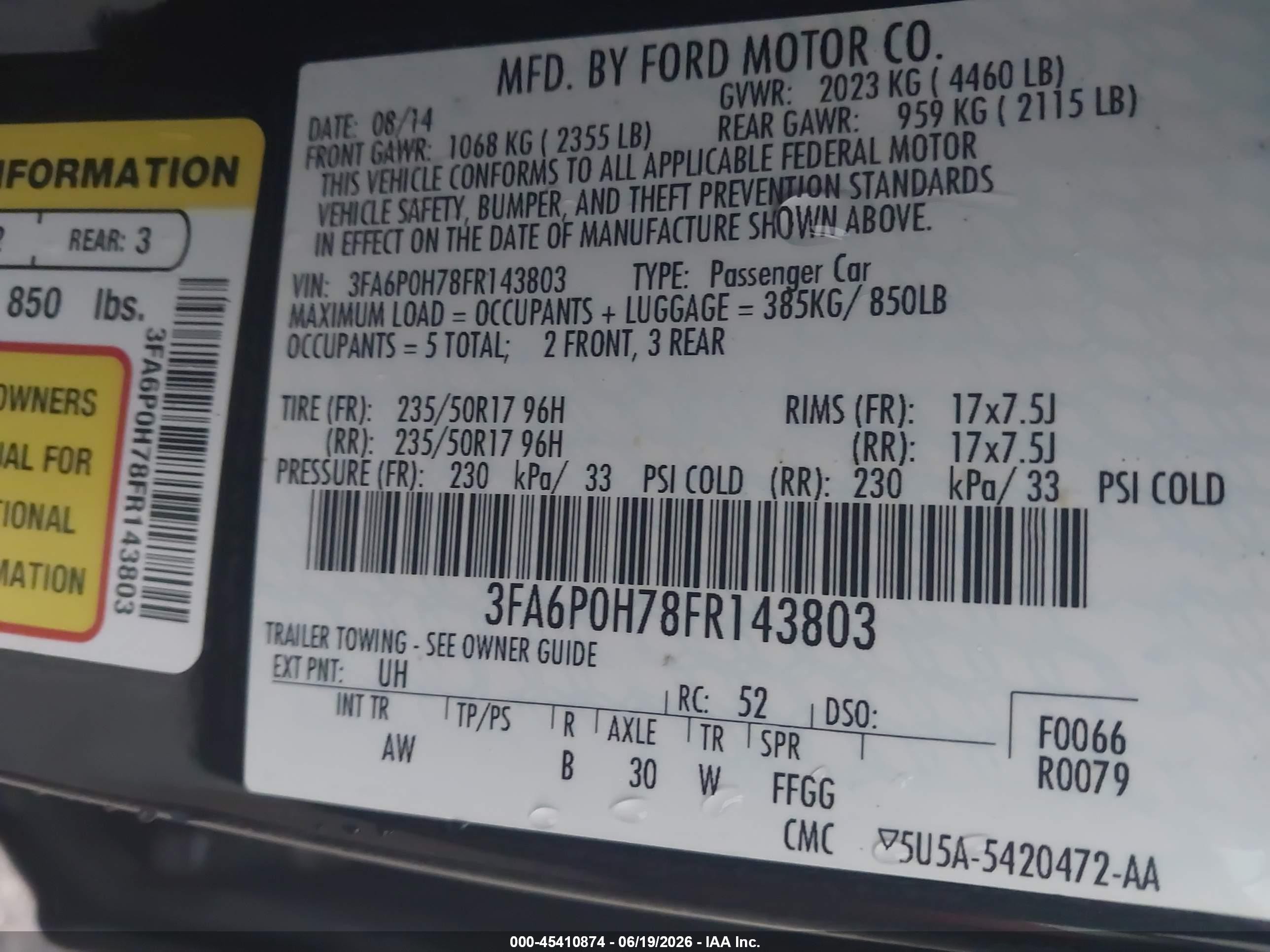 2015 Ford Fusion Se Black vin: 3FA6P0H78FR143803