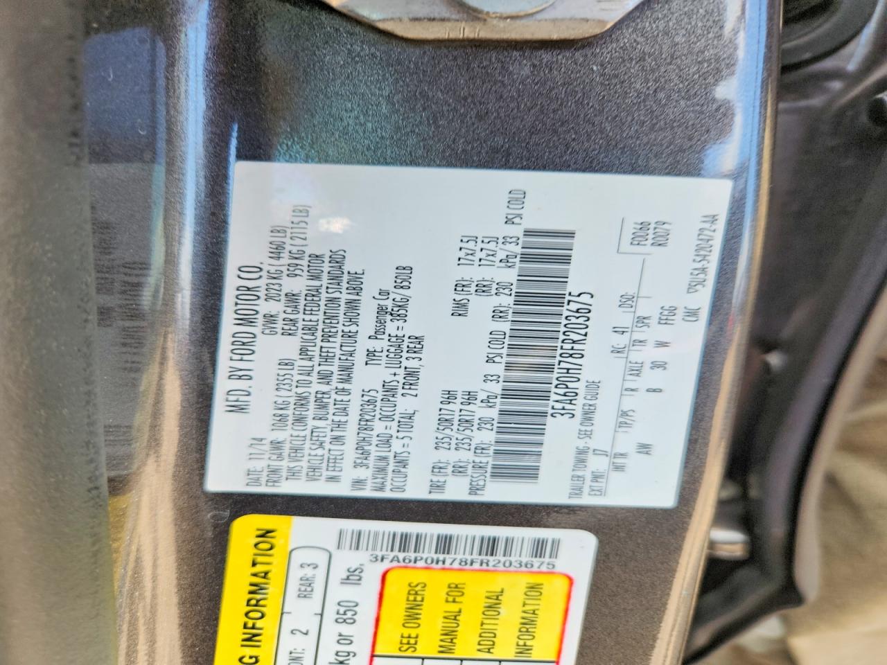 2015 Ford Fusion Se Gray vin: 3FA6P0H78FR203675