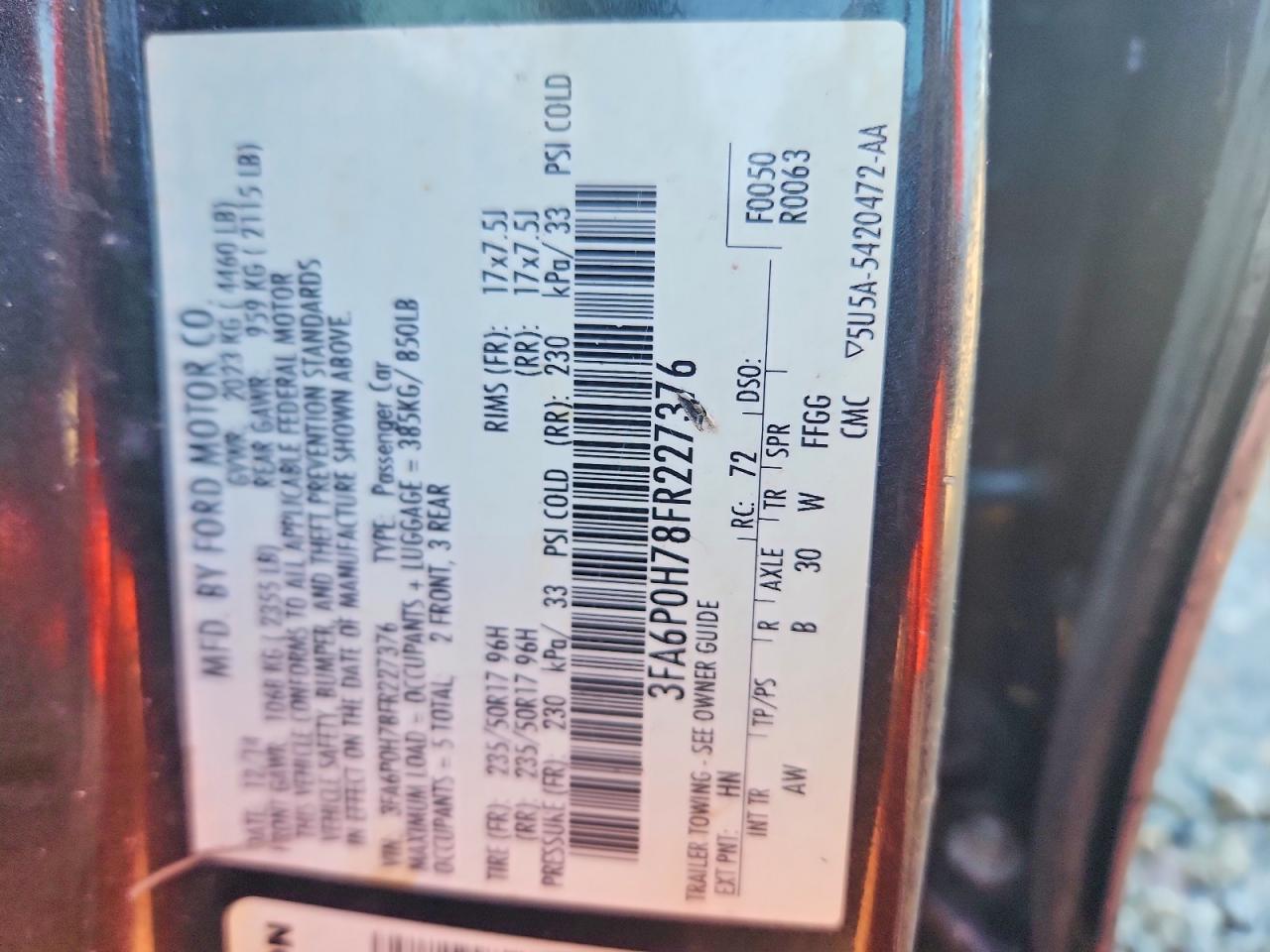 2015 Ford Fusion Se Gray vin: 3FA6P0H78FR227376