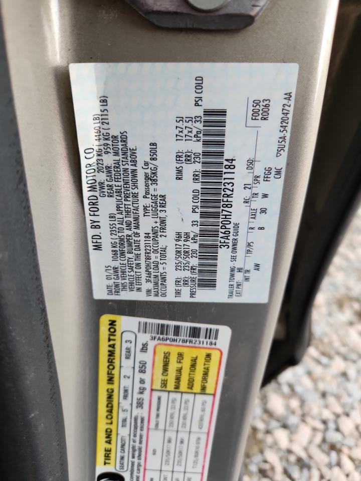 2015 Ford Fusion Se Cream vin: 3FA6P0H78FR231184