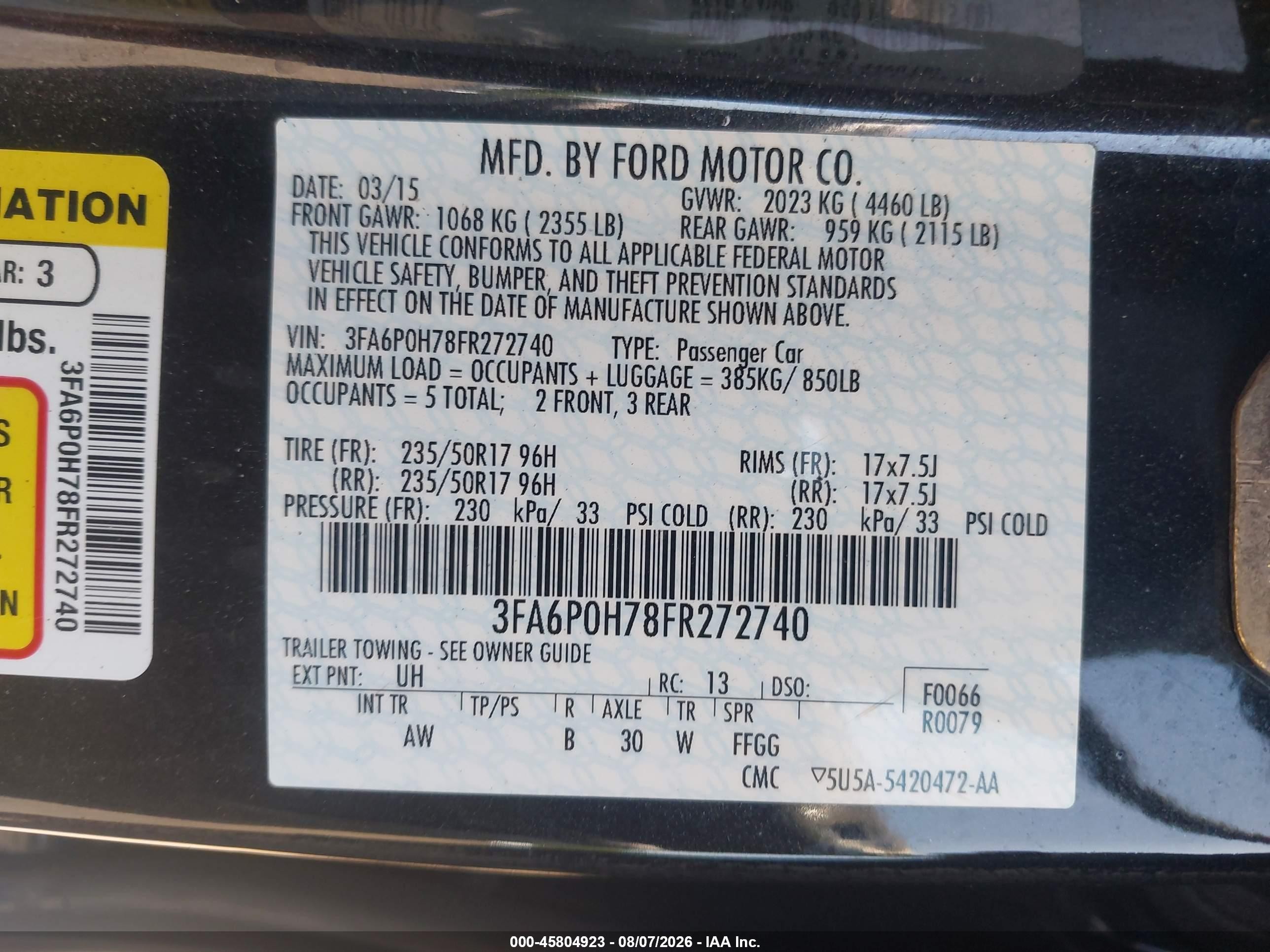 2015 Ford Fusion Se Black vin: 3FA6P0H78FR272740