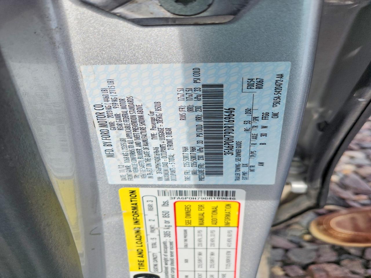 2013 Ford Fusion Se Silver vin: 3FA6P0H79DR169646