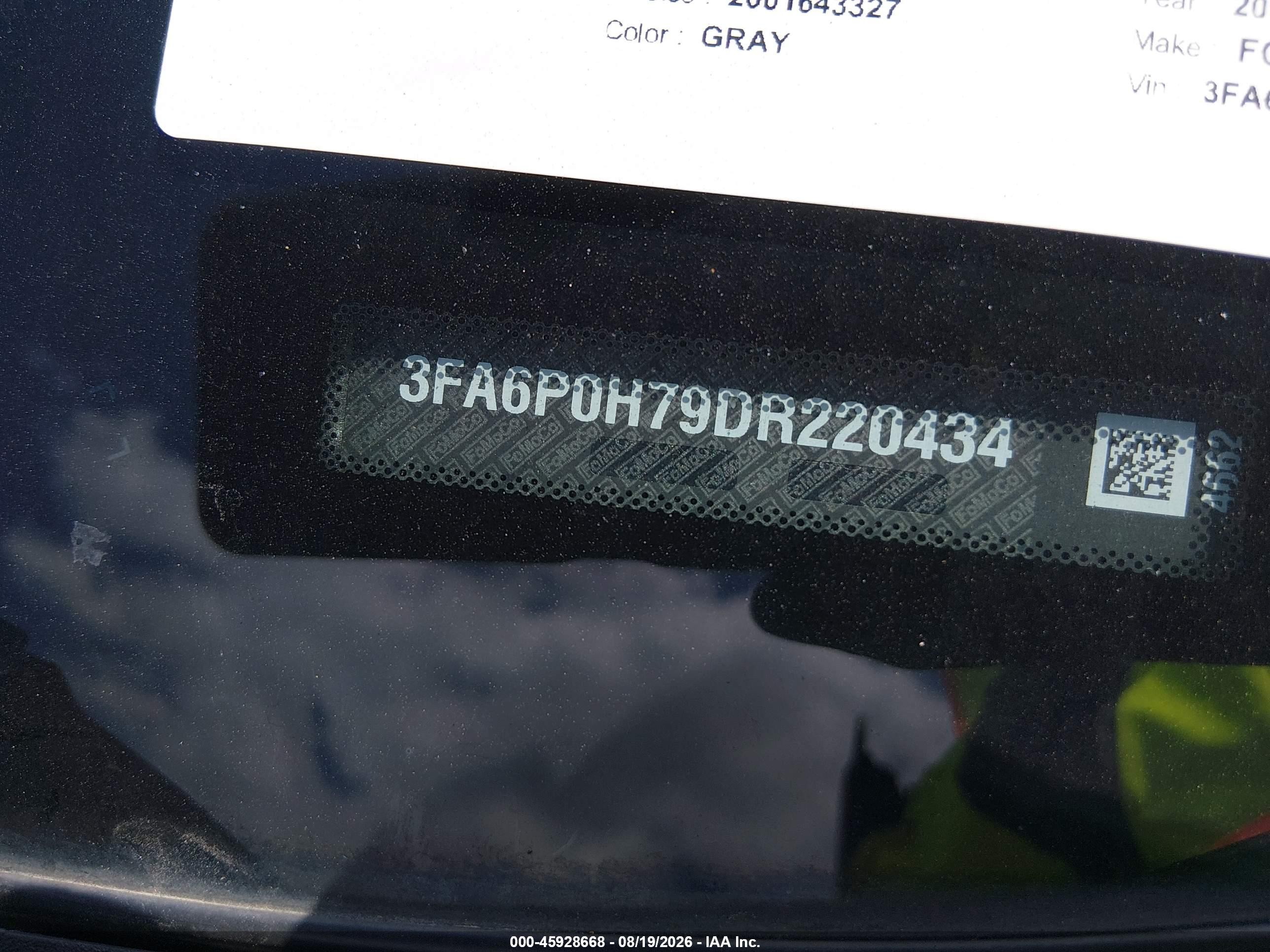 2013 Ford Fusion Se Gray vin: 3FA6P0H79DR220434
