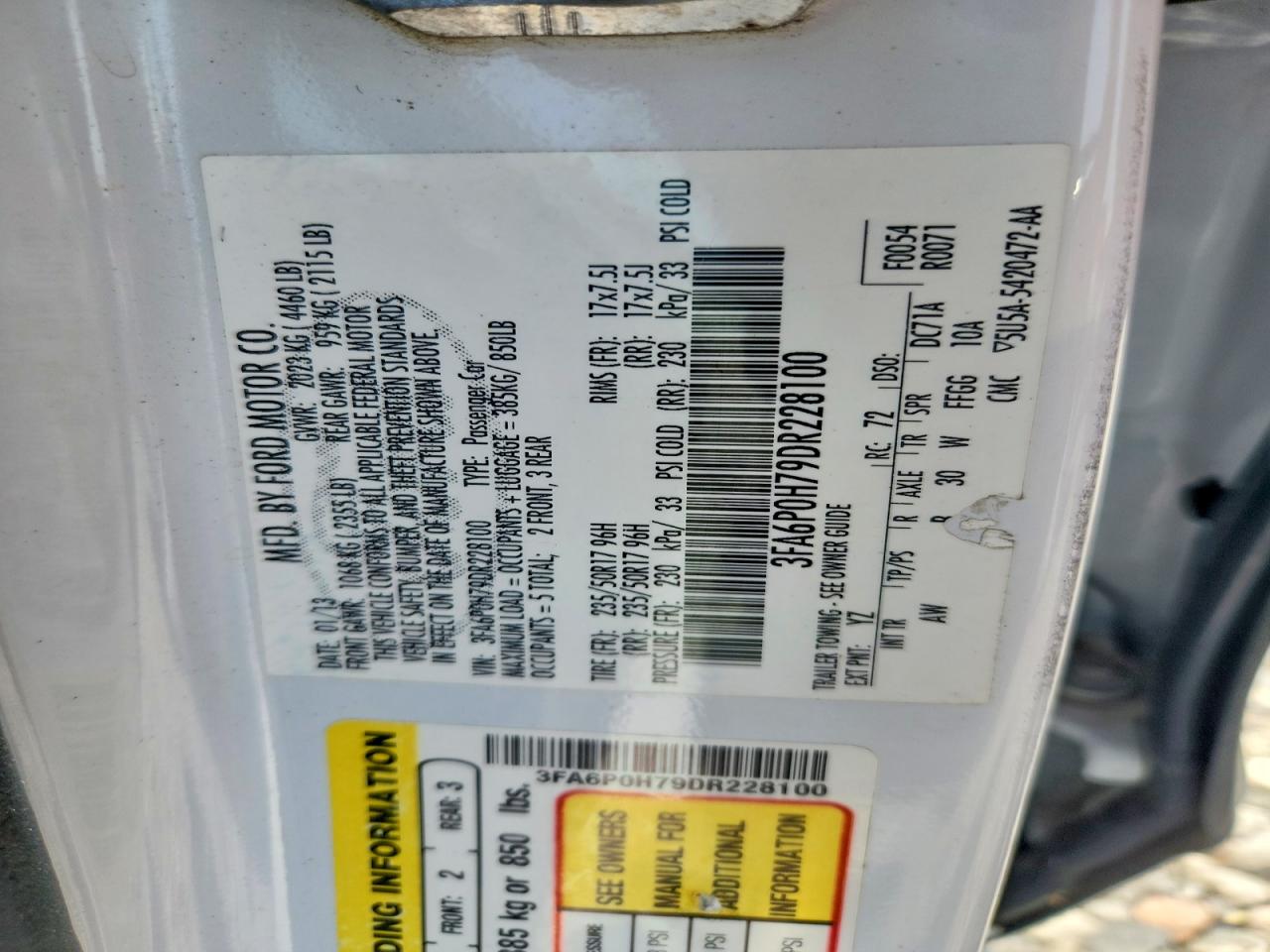 2013 Ford Fusion Se White vin: 3FA6P0H79DR228100