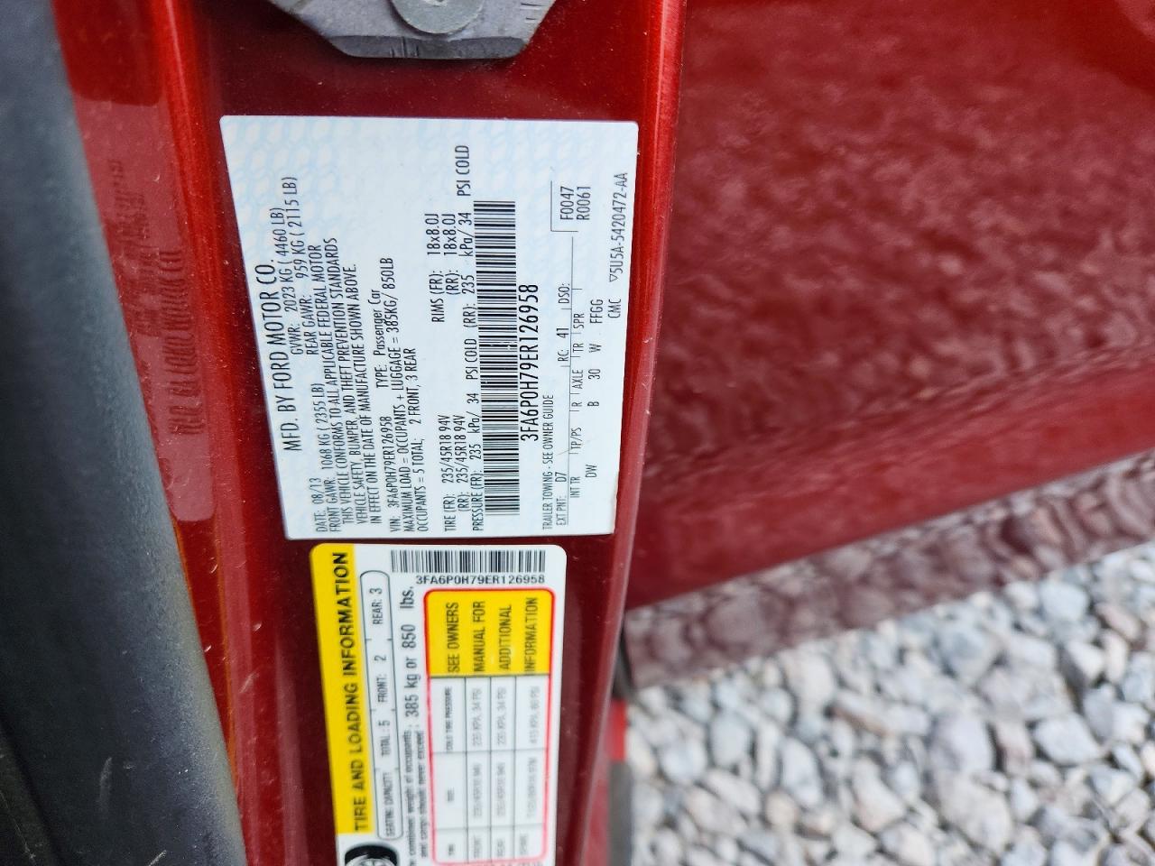 2014 Ford Fusion Se Red vin: 3FA6P0H79ER126958