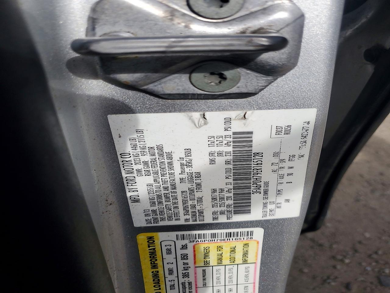 2014 Ford Fusion Se Silver vin: 3FA6P0H79ER165128