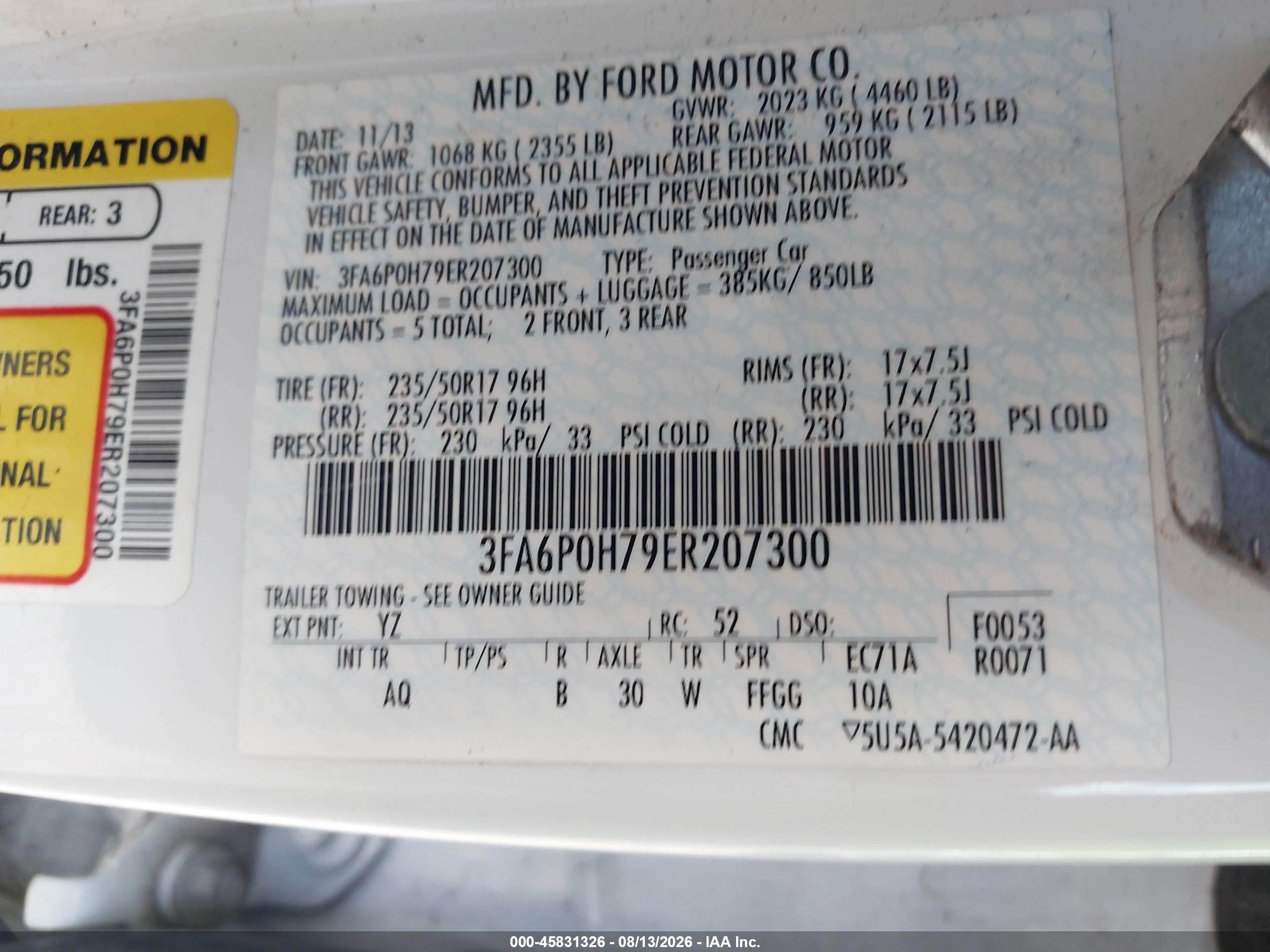 2014 Ford Fusion Se Белый vin: 3FA6P0H79ER207300