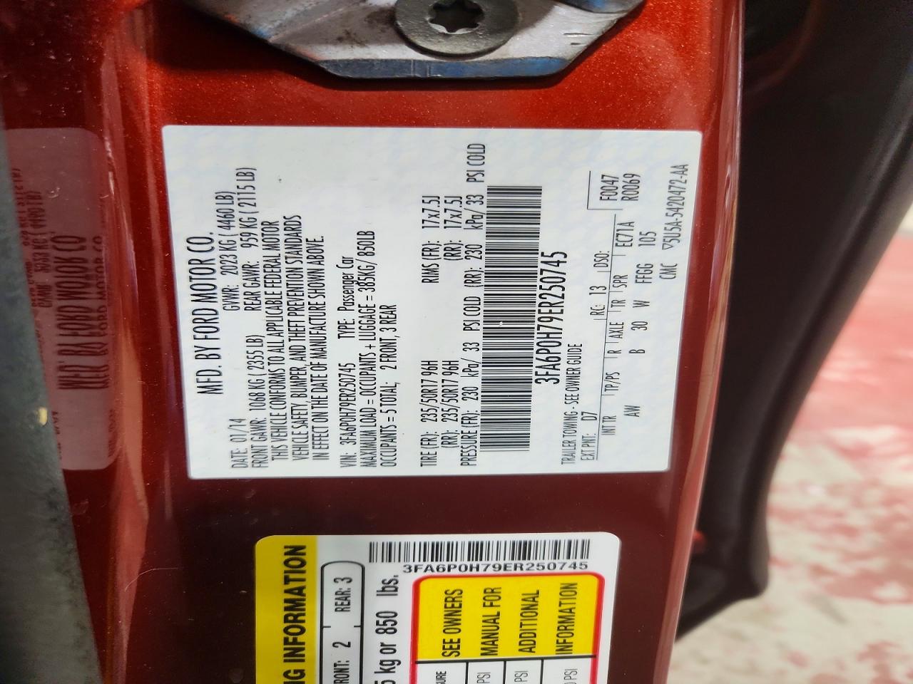 2014 Ford Fusion Se Бордовый vin: 3FA6P0H79ER250745
