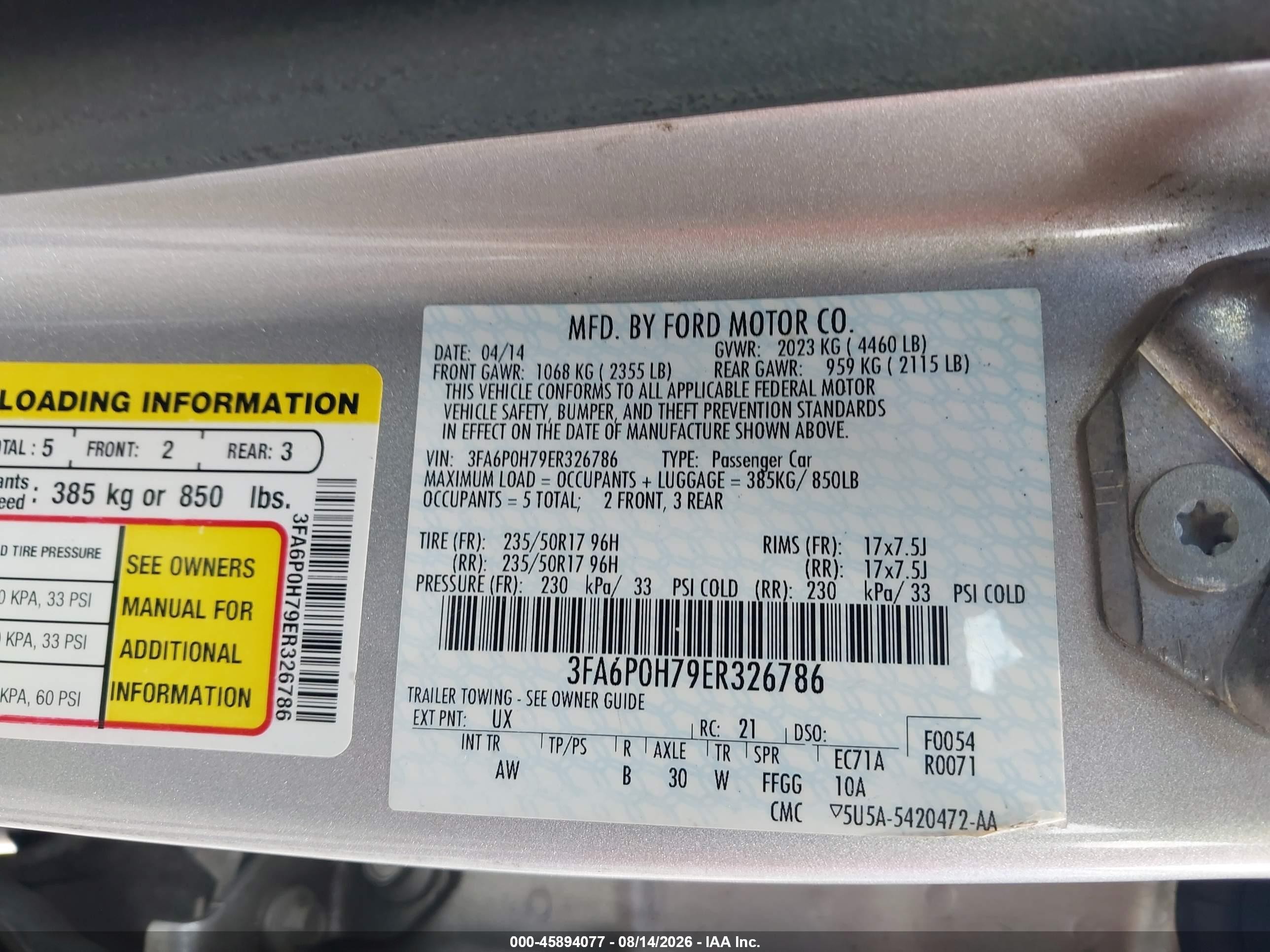 2014 Ford Fusion Se Серебряный vin: 3FA6P0H79ER326786