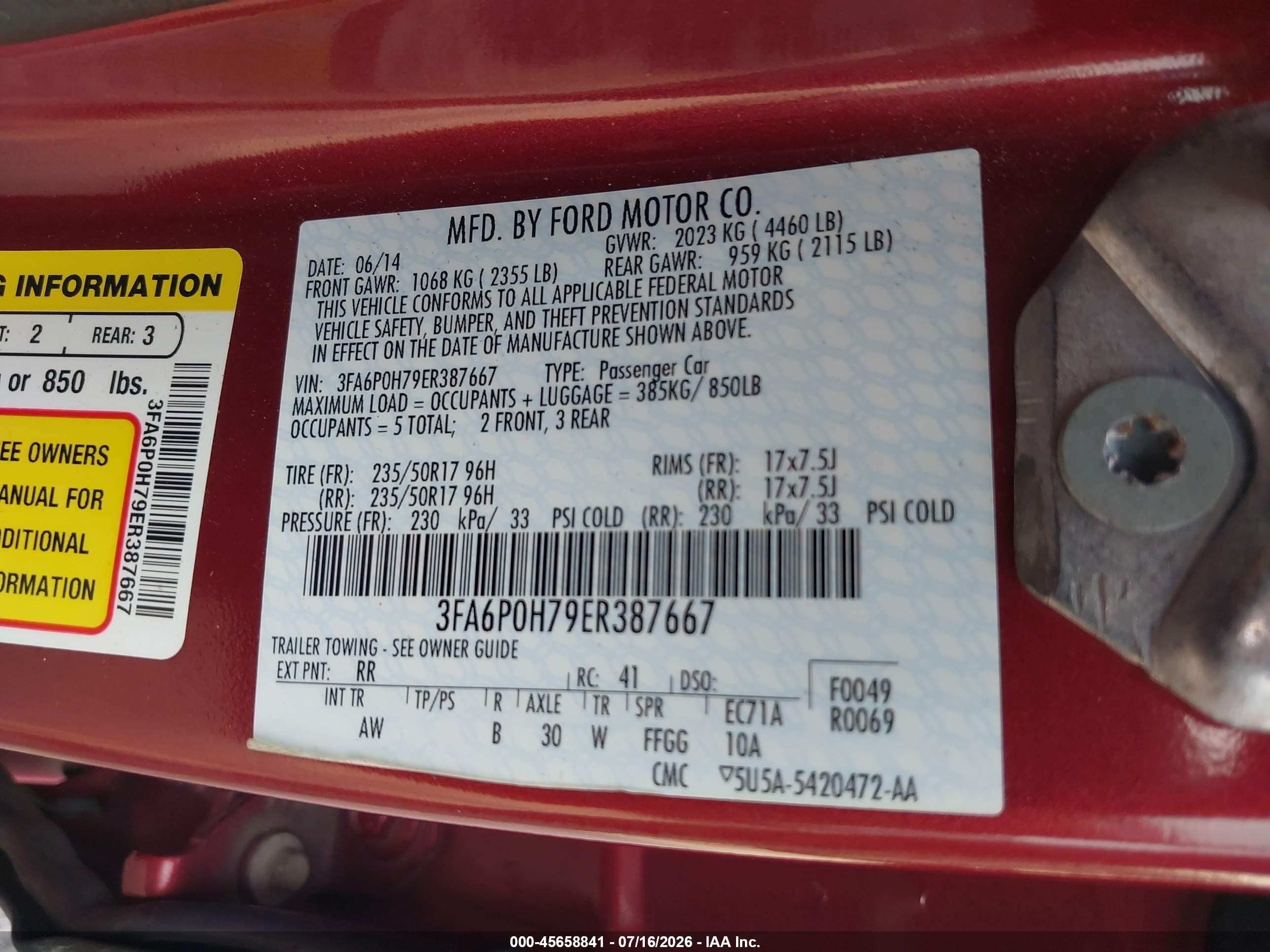 2014 Ford Fusion Se Red vin: 3FA6P0H79ER387667