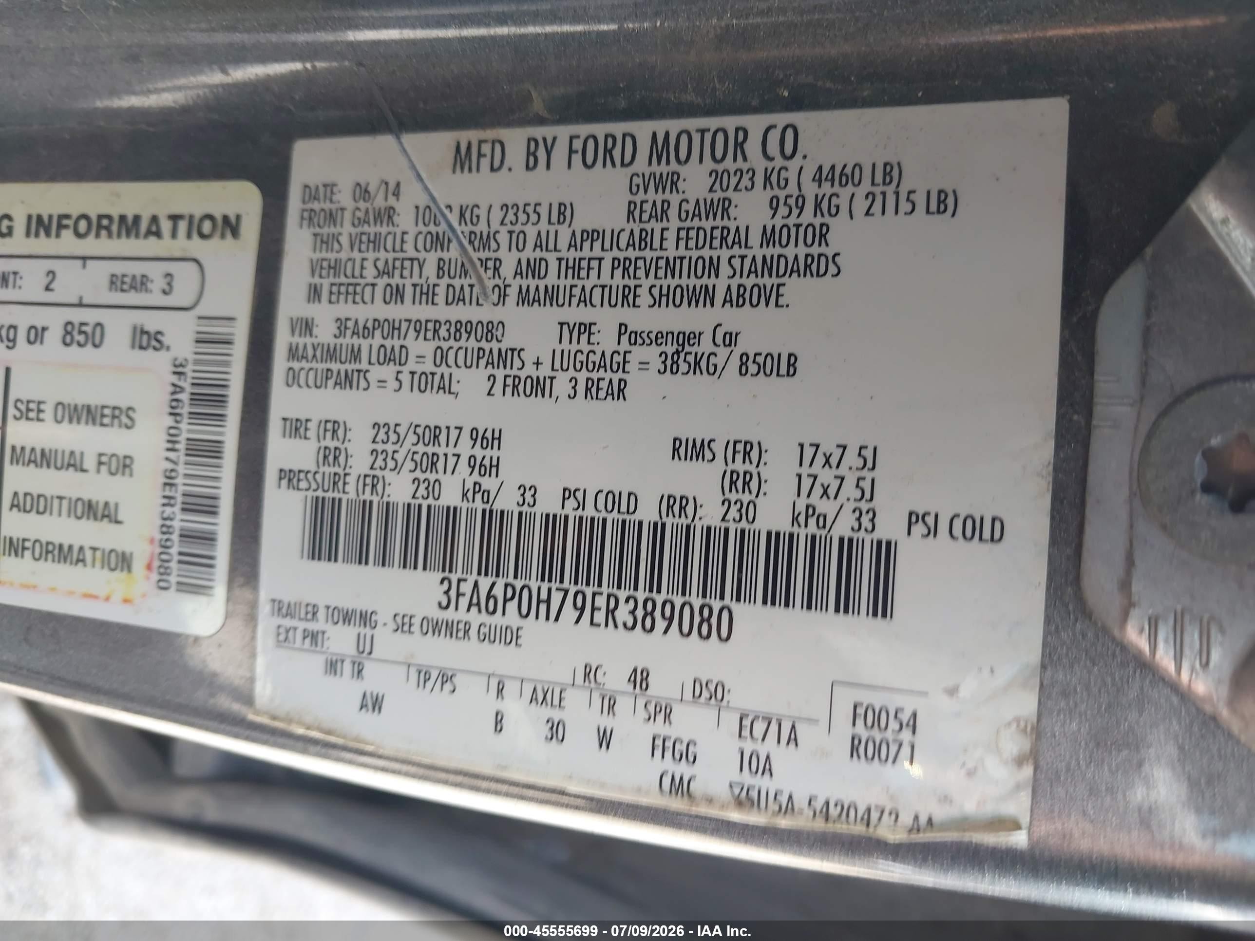 2014 Ford Fusion Se Серый vin: 3FA6P0H79ER389080