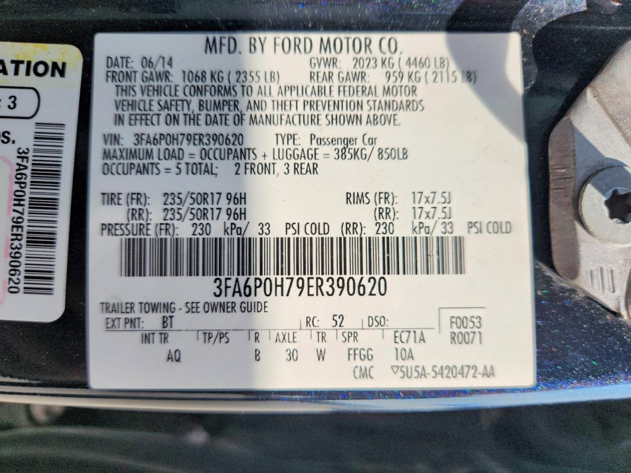 2014 Ford Fusion Se Blue vin: 3FA6P0H79ER390620