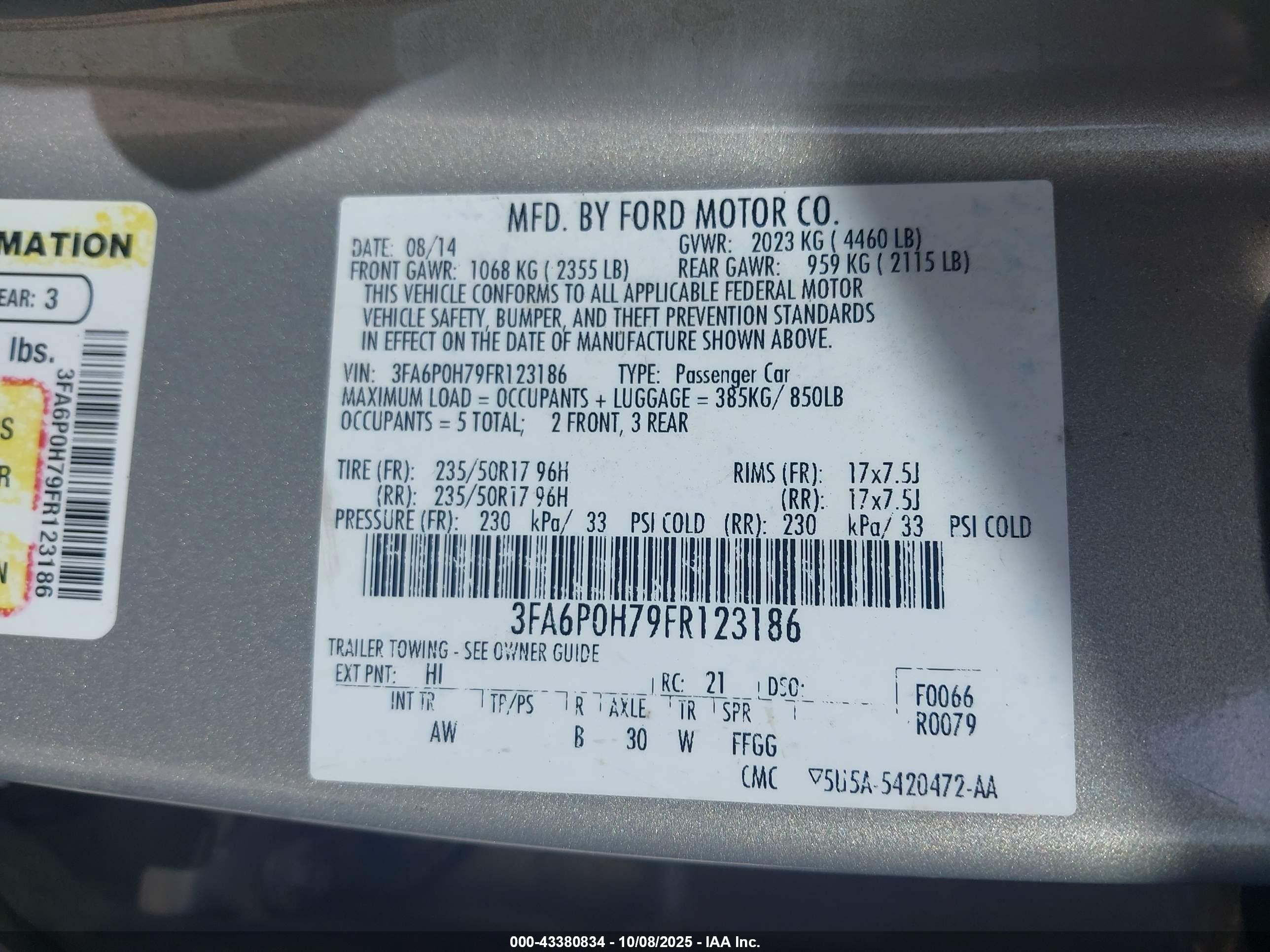 2015 Ford Fusion Se Gold vin: 3FA6P0H79FR123186