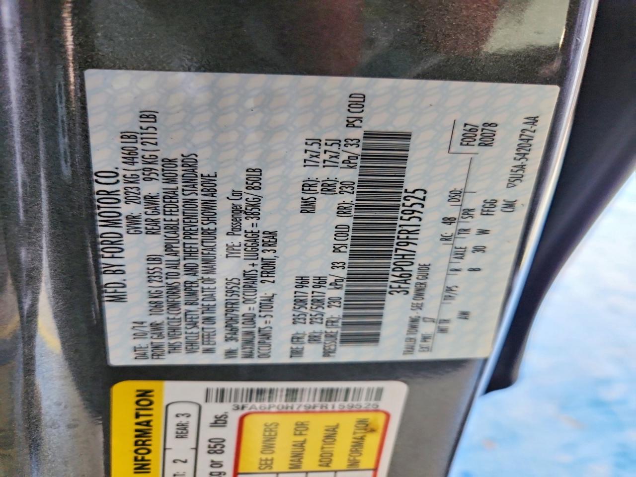2015 Ford Fusion Se Gray vin: 3FA6P0H79FR159525
