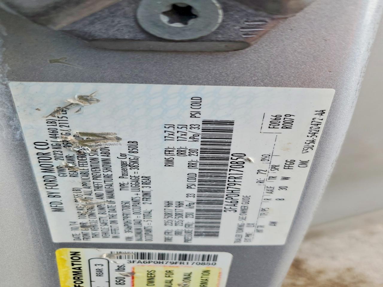 2015 Ford Fusion Se Silver vin: 3FA6P0H79FR170850