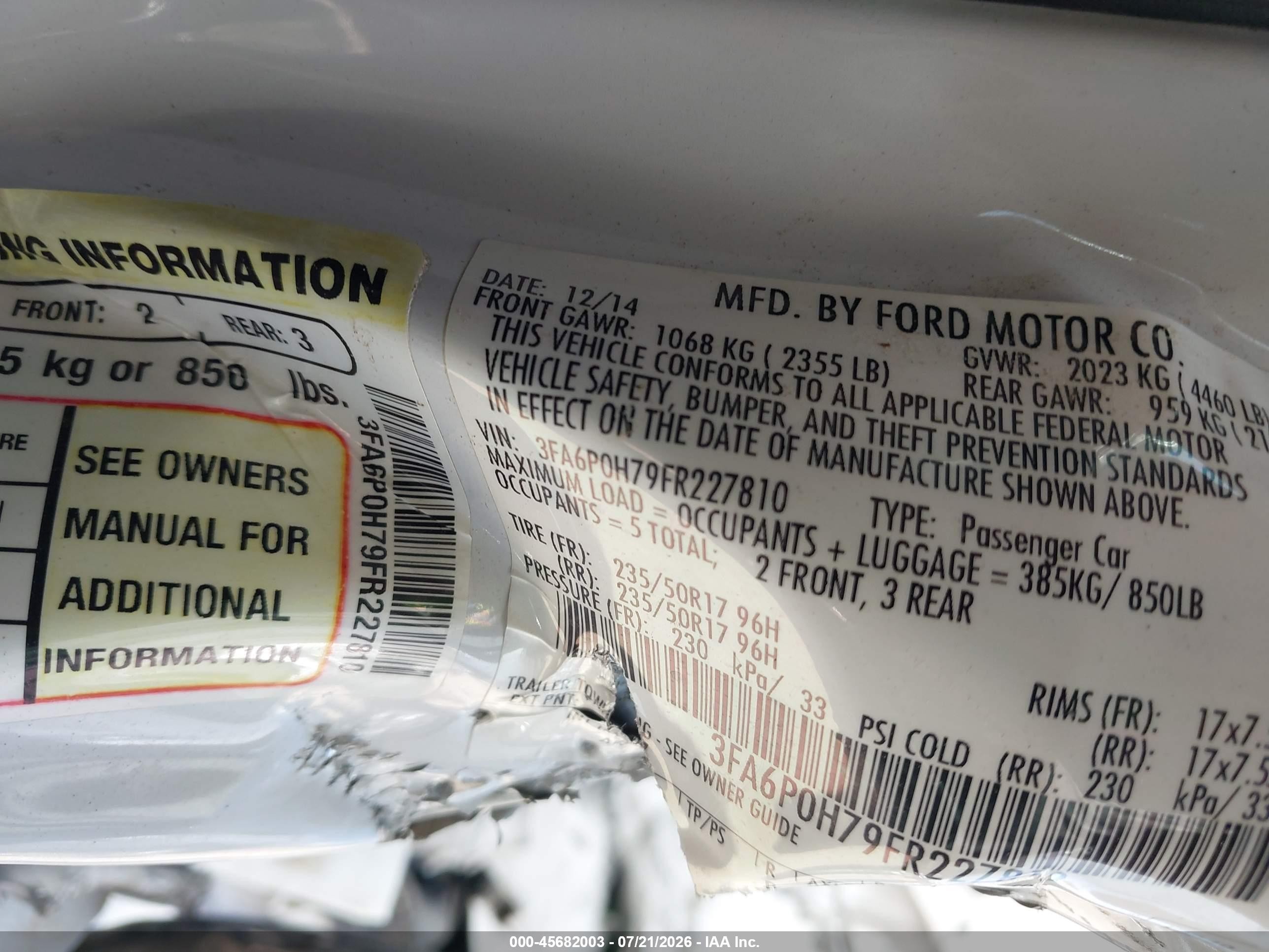 2015 Ford Fusion Se White vin: 3FA6P0H79FR227810
