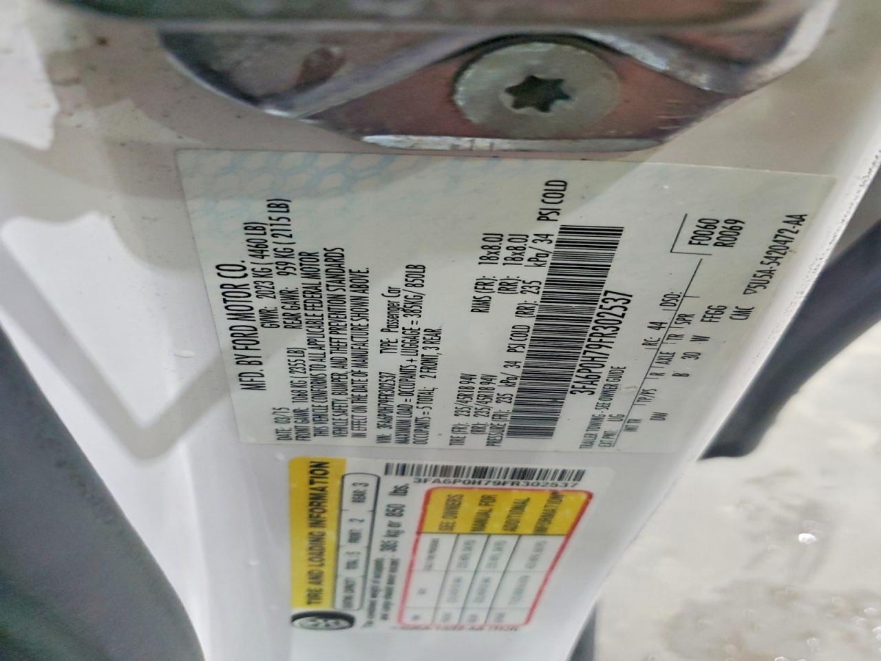 2015 Ford Fusion Se White vin: 3FA6P0H79FR302537