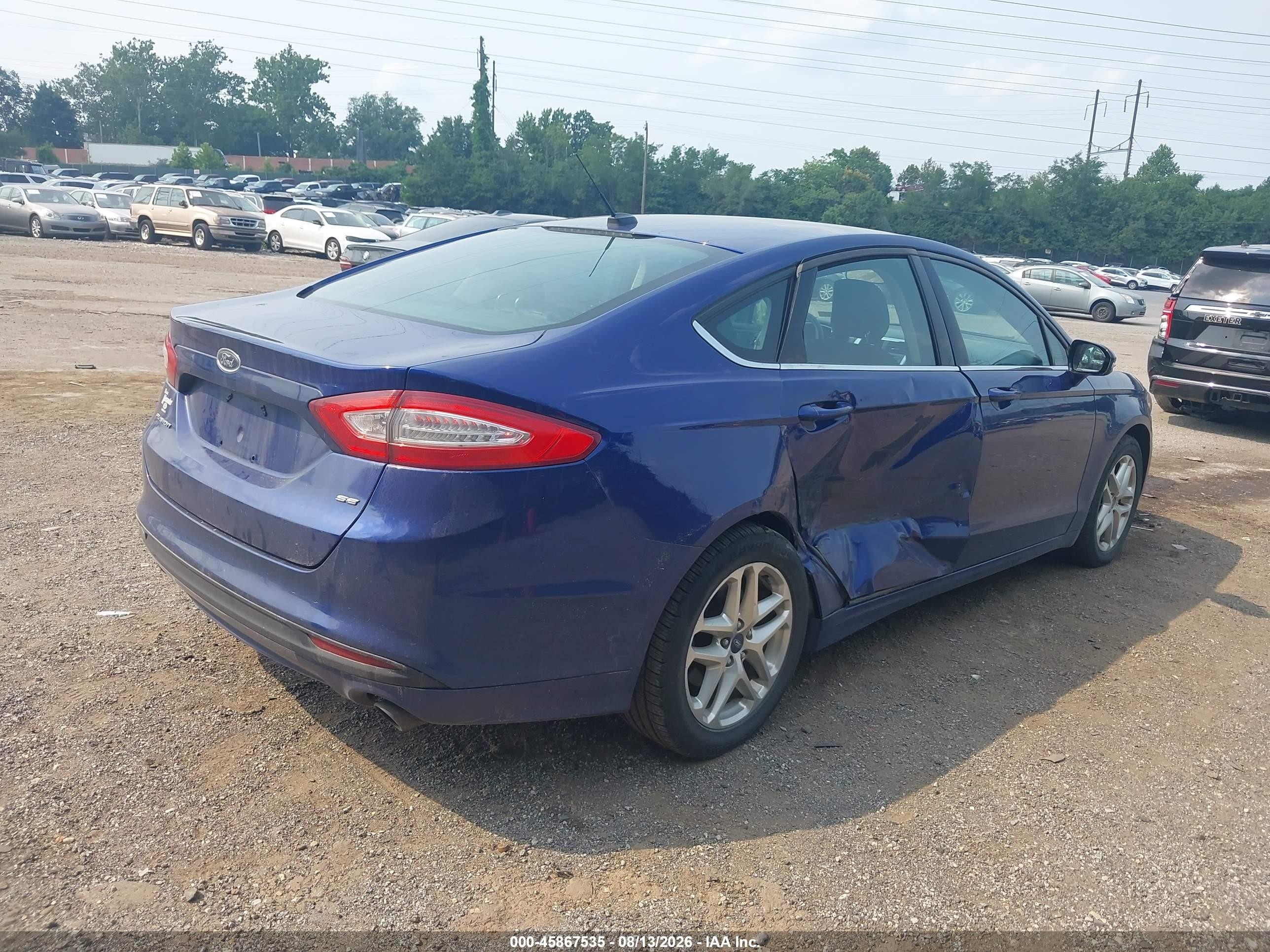 2013 Ford Fusion Se Синий vin: 3FA6P0H7XDR149406