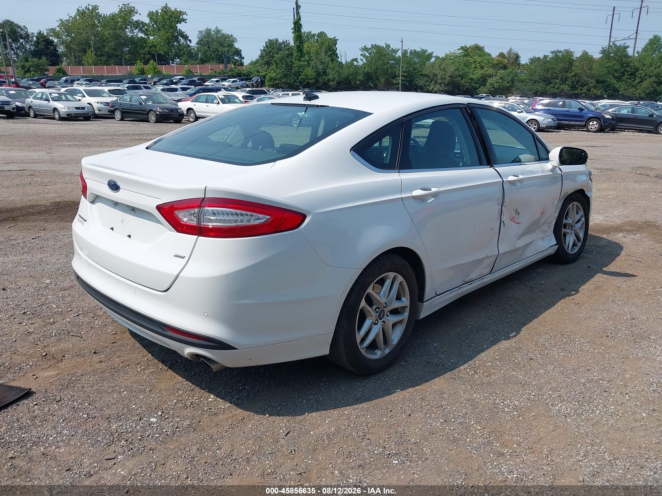 2013 Ford Fusion Se White vin: 3FA6P0H7XDR197598