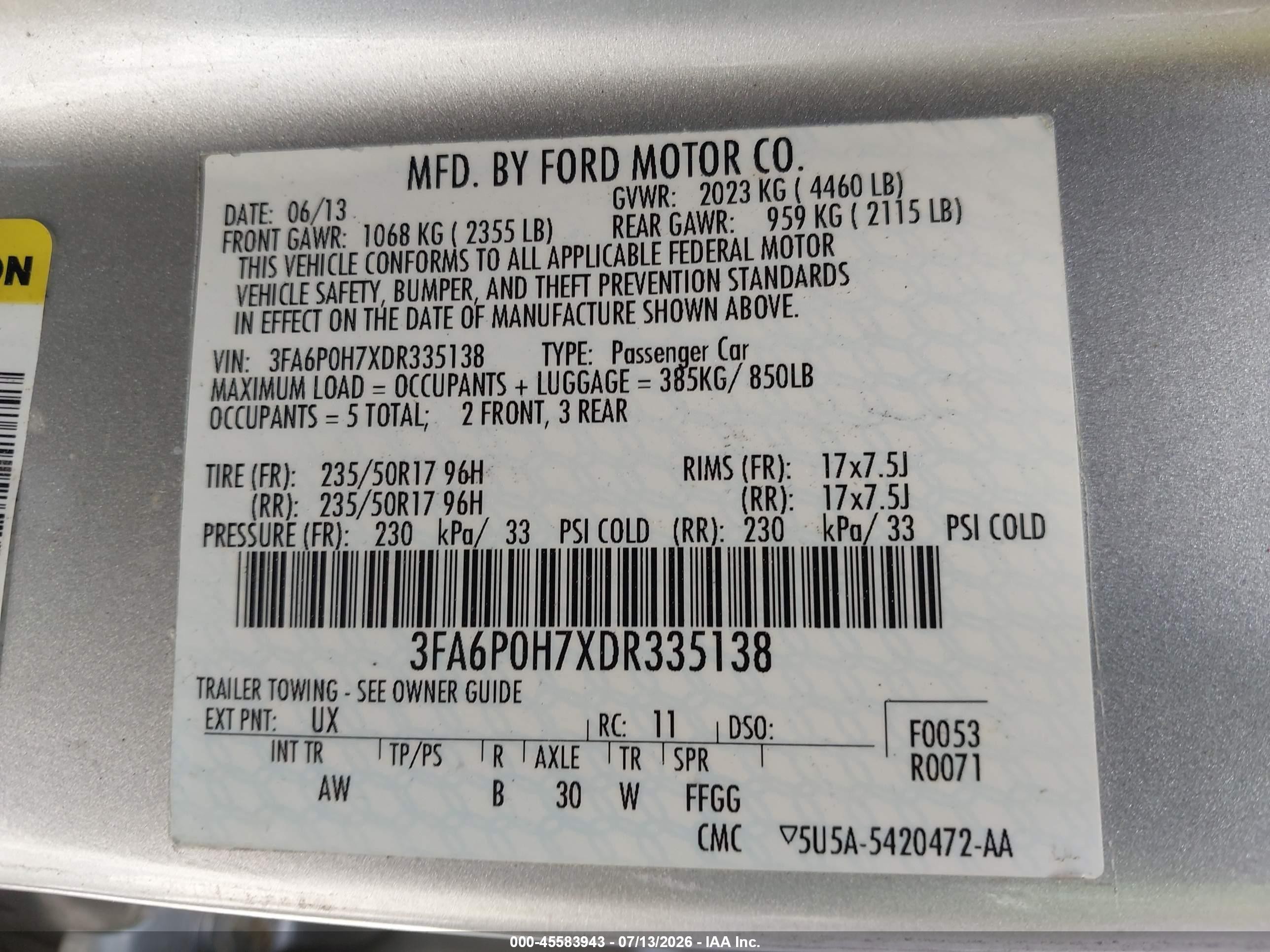 2013 Ford Fusion Se Silver vin: 3FA6P0H7XDR335138