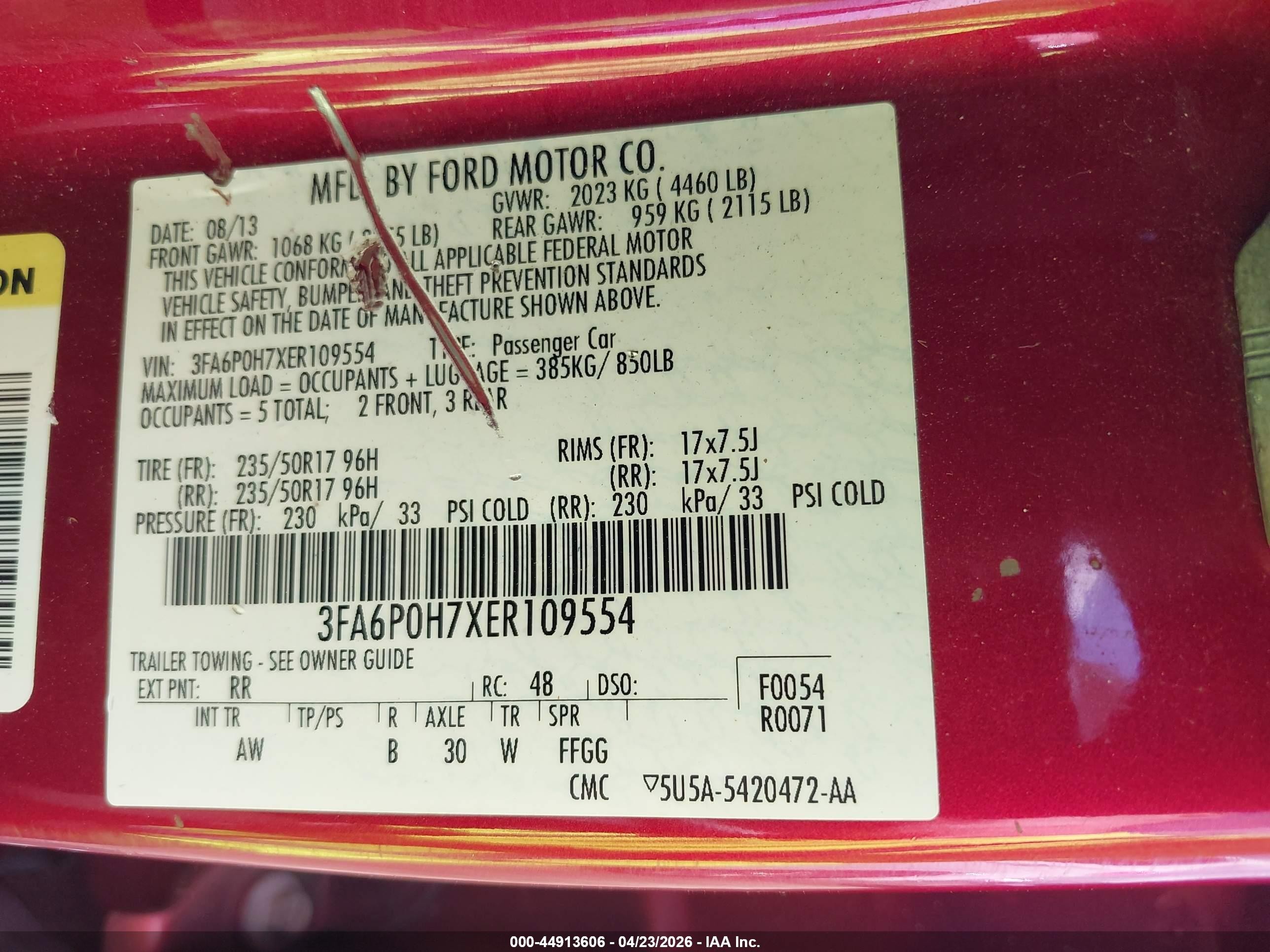 2014 Ford Fusion Se Red vin: 3FA6P0H7XER109554