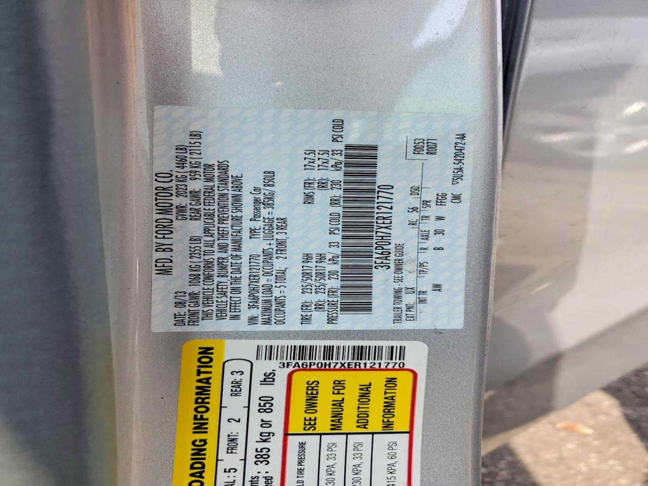 2014 Ford Fusion Se Silver vin: 3FA6P0H7XER121770