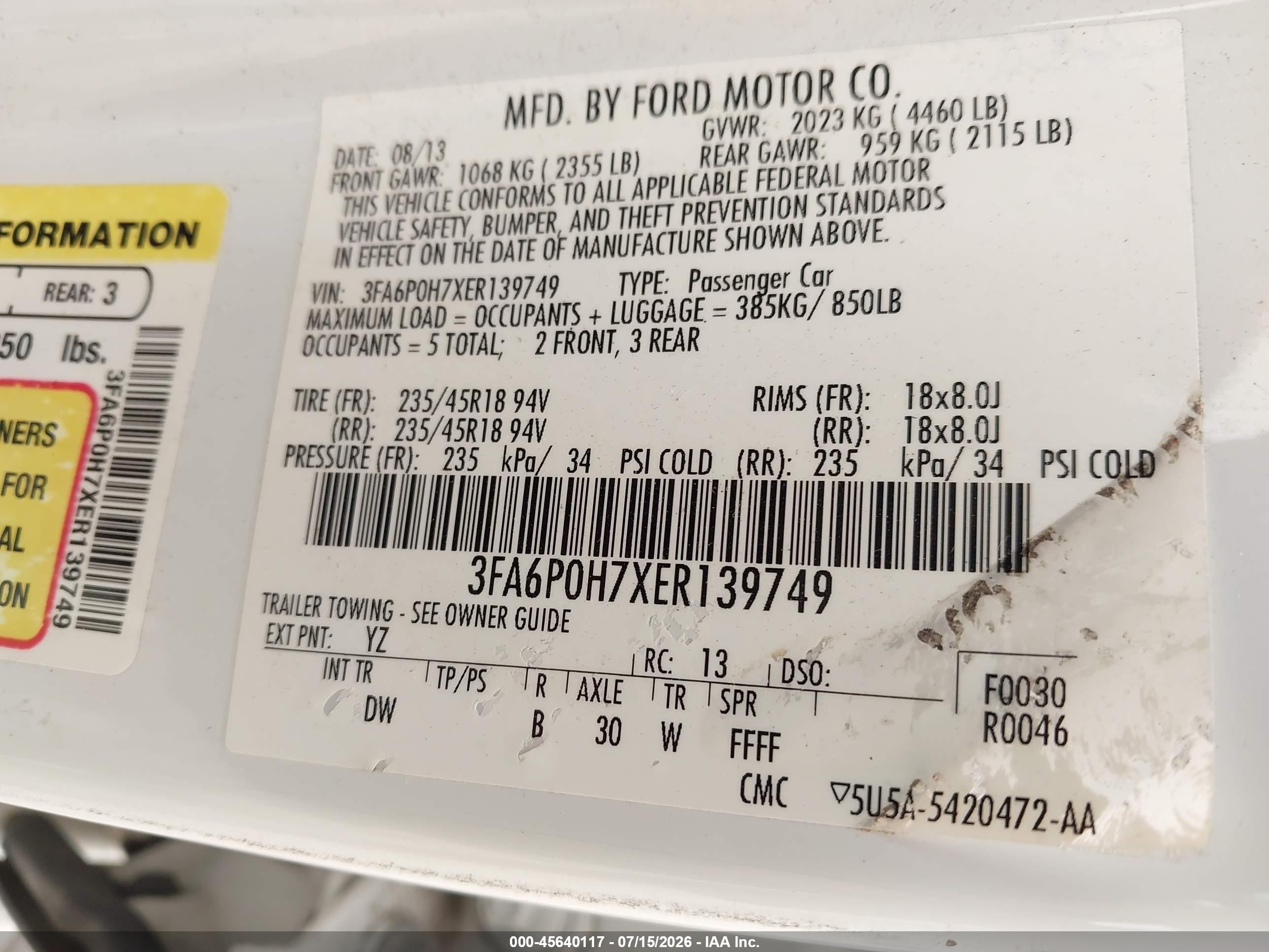 2014 Ford Fusion Se White vin: 3FA6P0H7XER139749