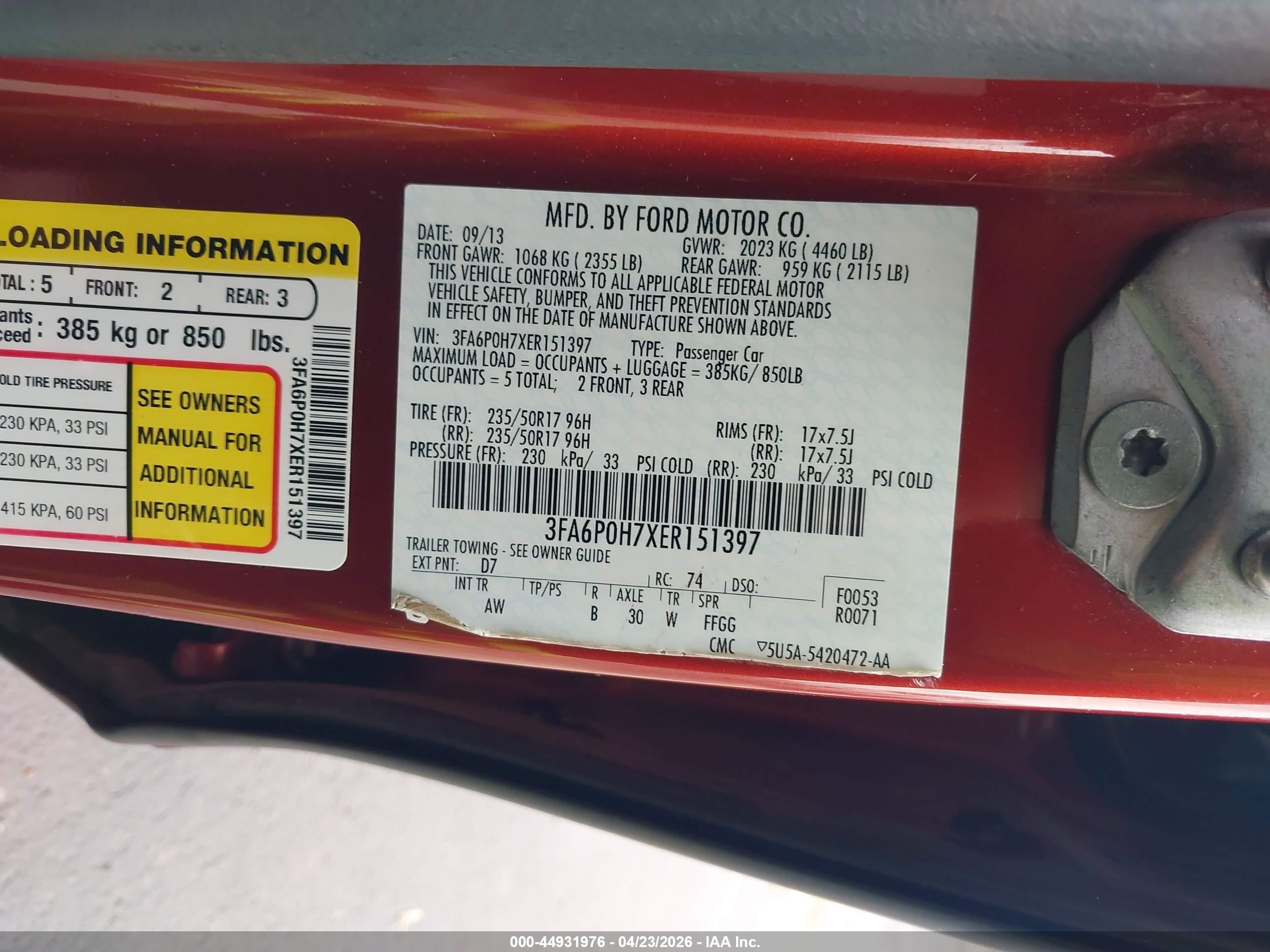 2014 Ford Fusion Se Red vin: 3FA6P0H7XER151397