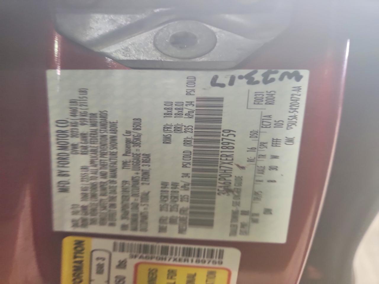 2014 Ford Fusion Se Red vin: 3FA6P0H7XER189759