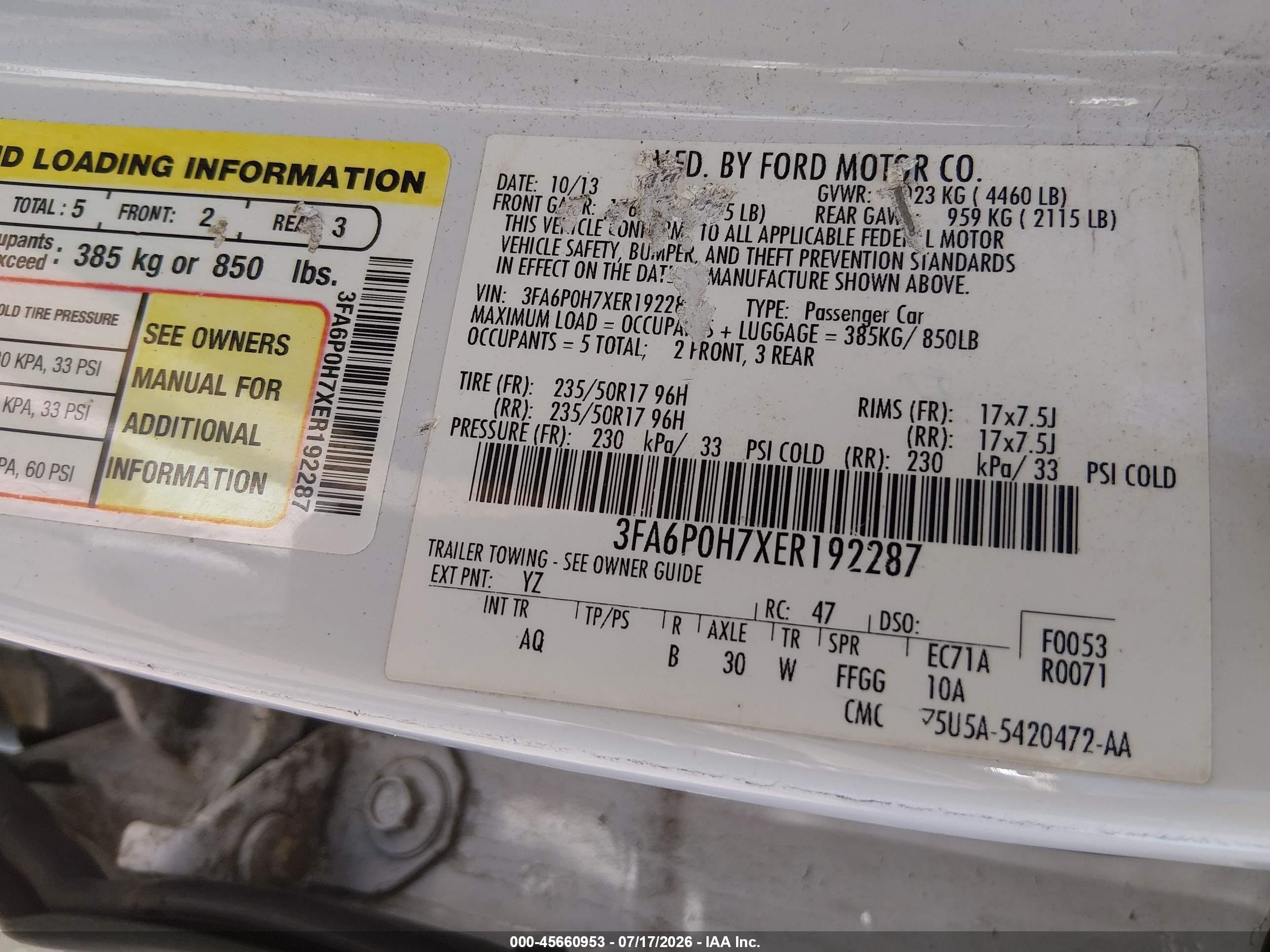 2014 Ford Fusion Se Белый vin: 3FA6P0H7XER192287