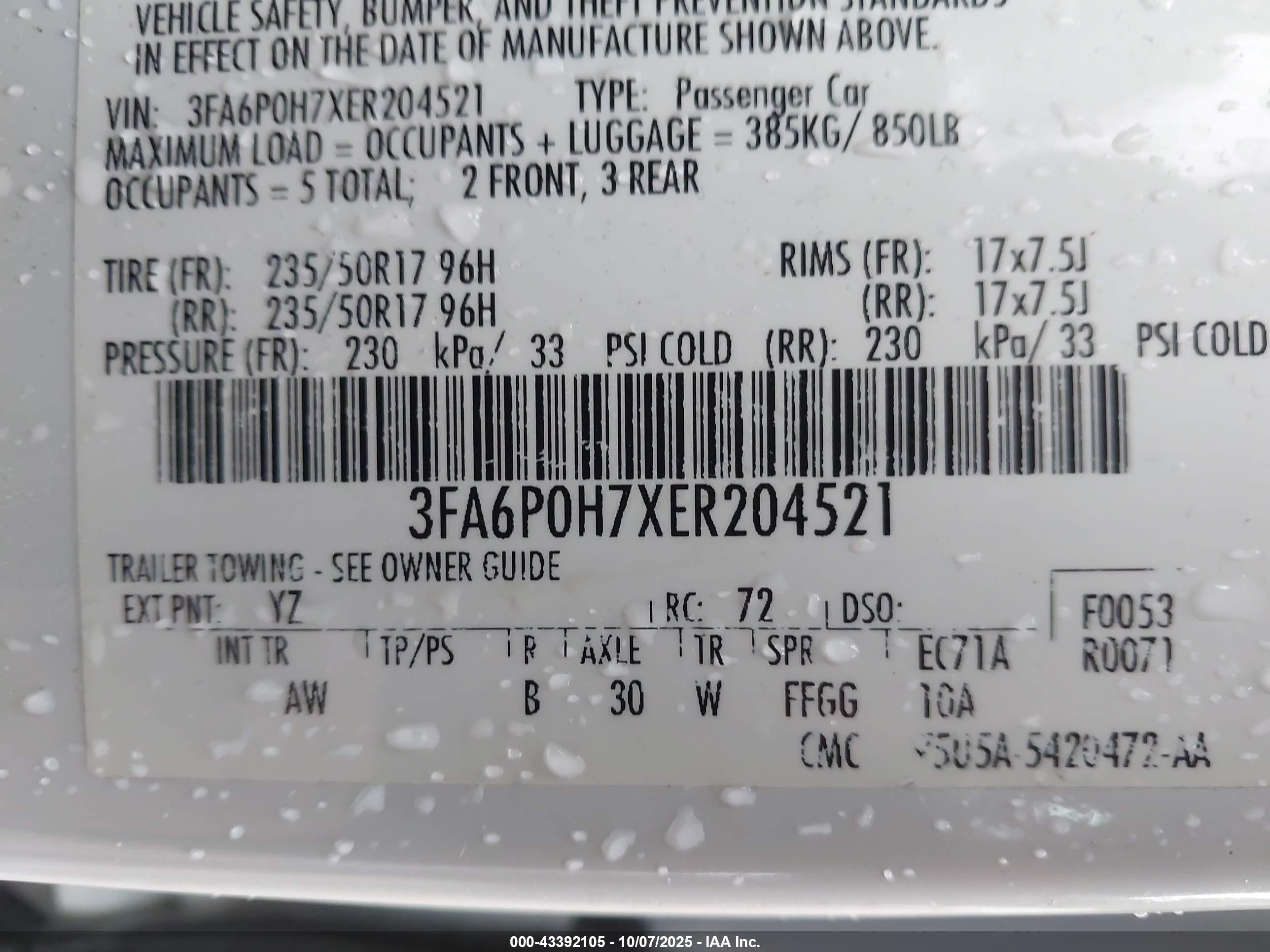2014 Ford Fusion Se White vin: 3FA6P0H7XER204521