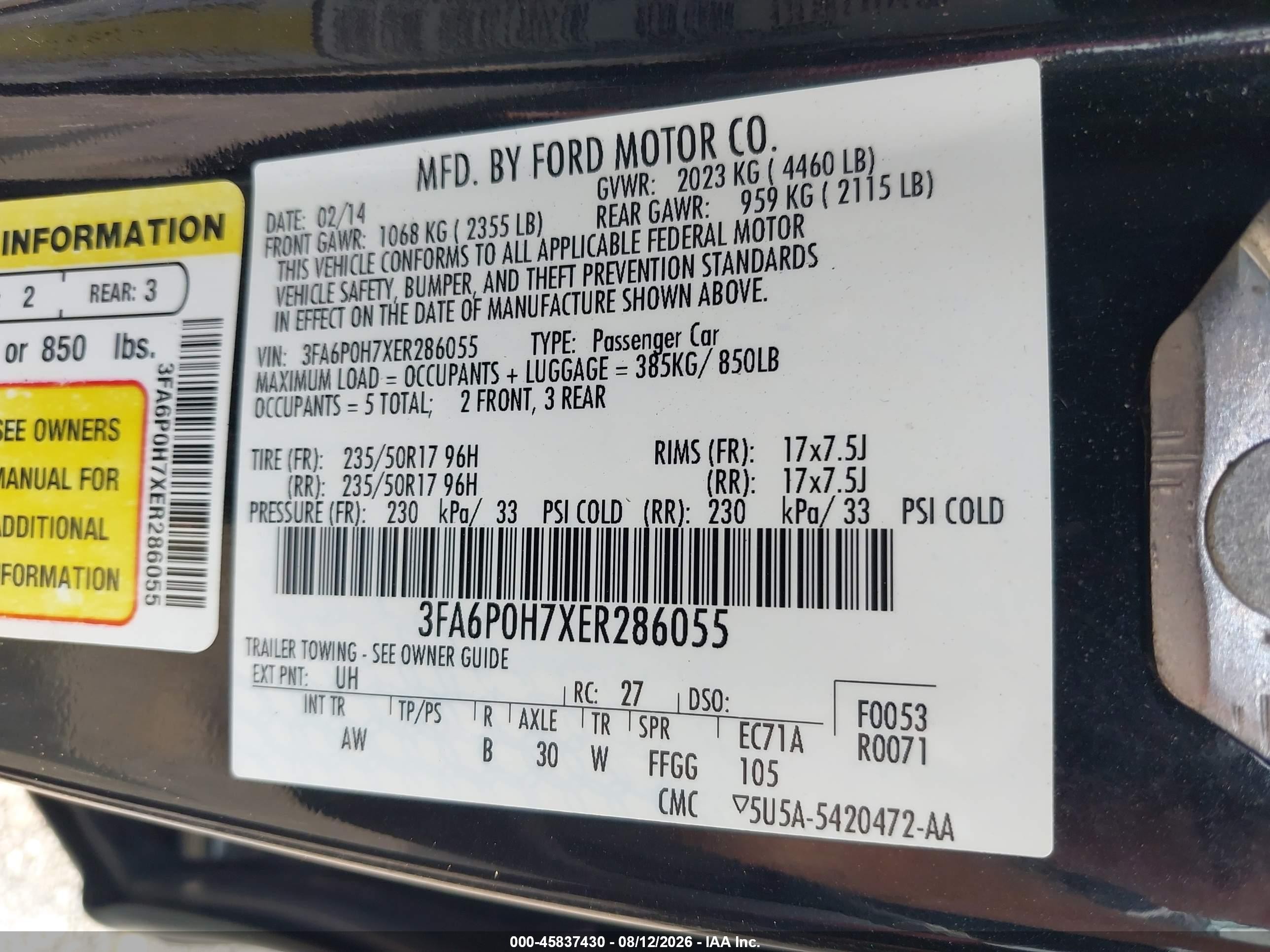 2014 Ford Fusion Se Black vin: 3FA6P0H7XER286055