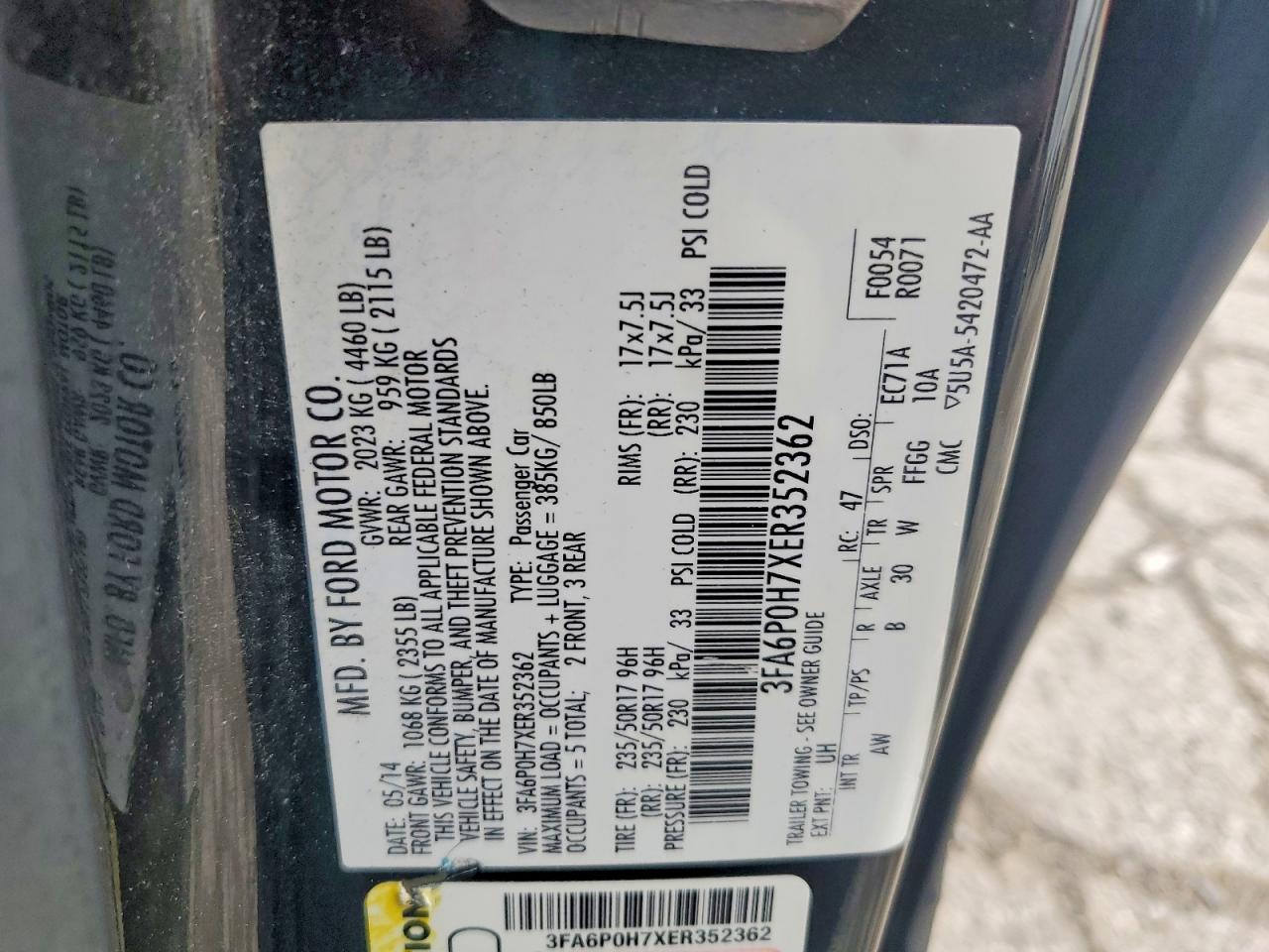 2014 Ford Fusion Se Black vin: 3FA6P0H7XER352362