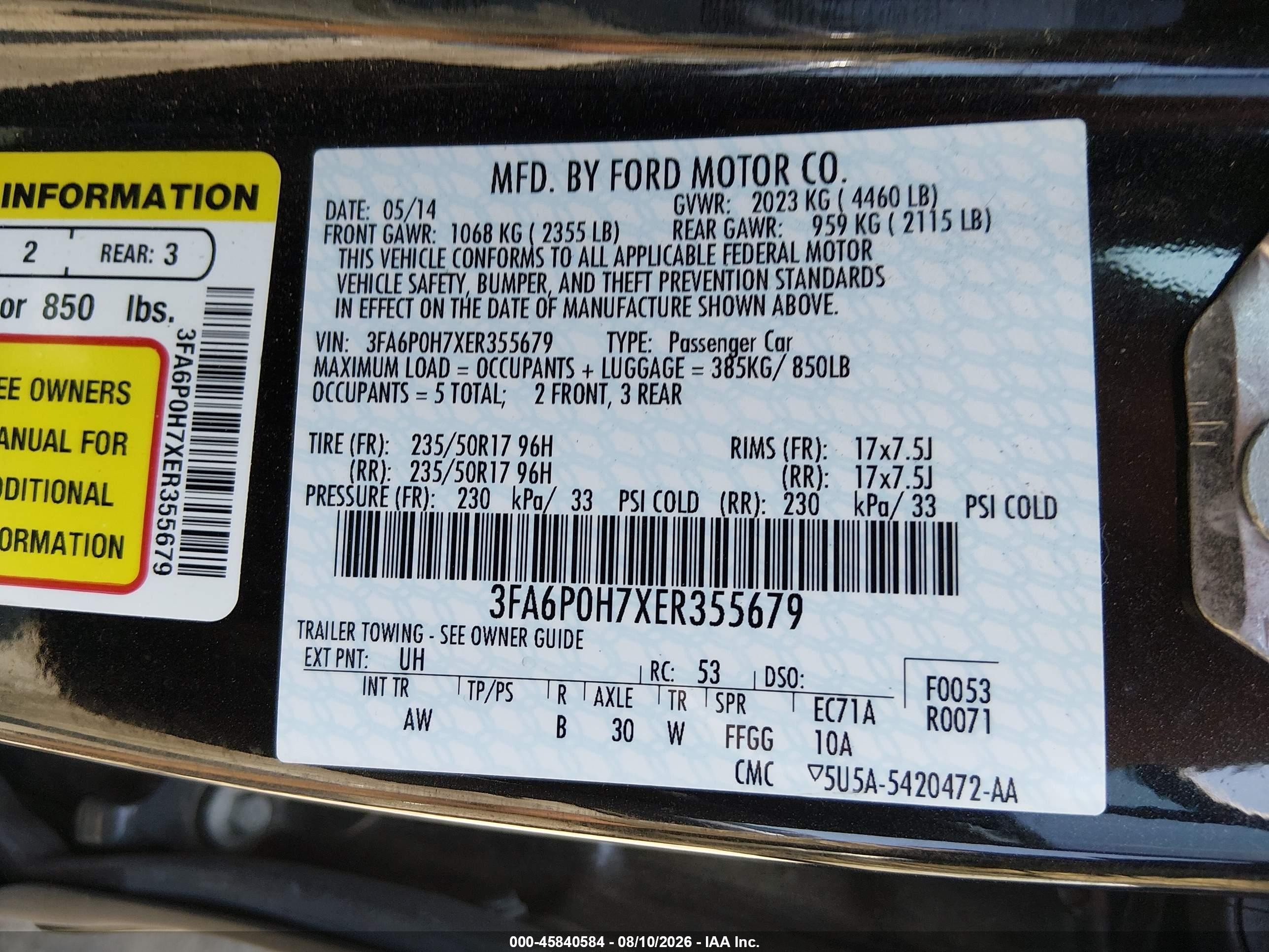 2014 Ford Fusion Se Black vin: 3FA6P0H7XER355679