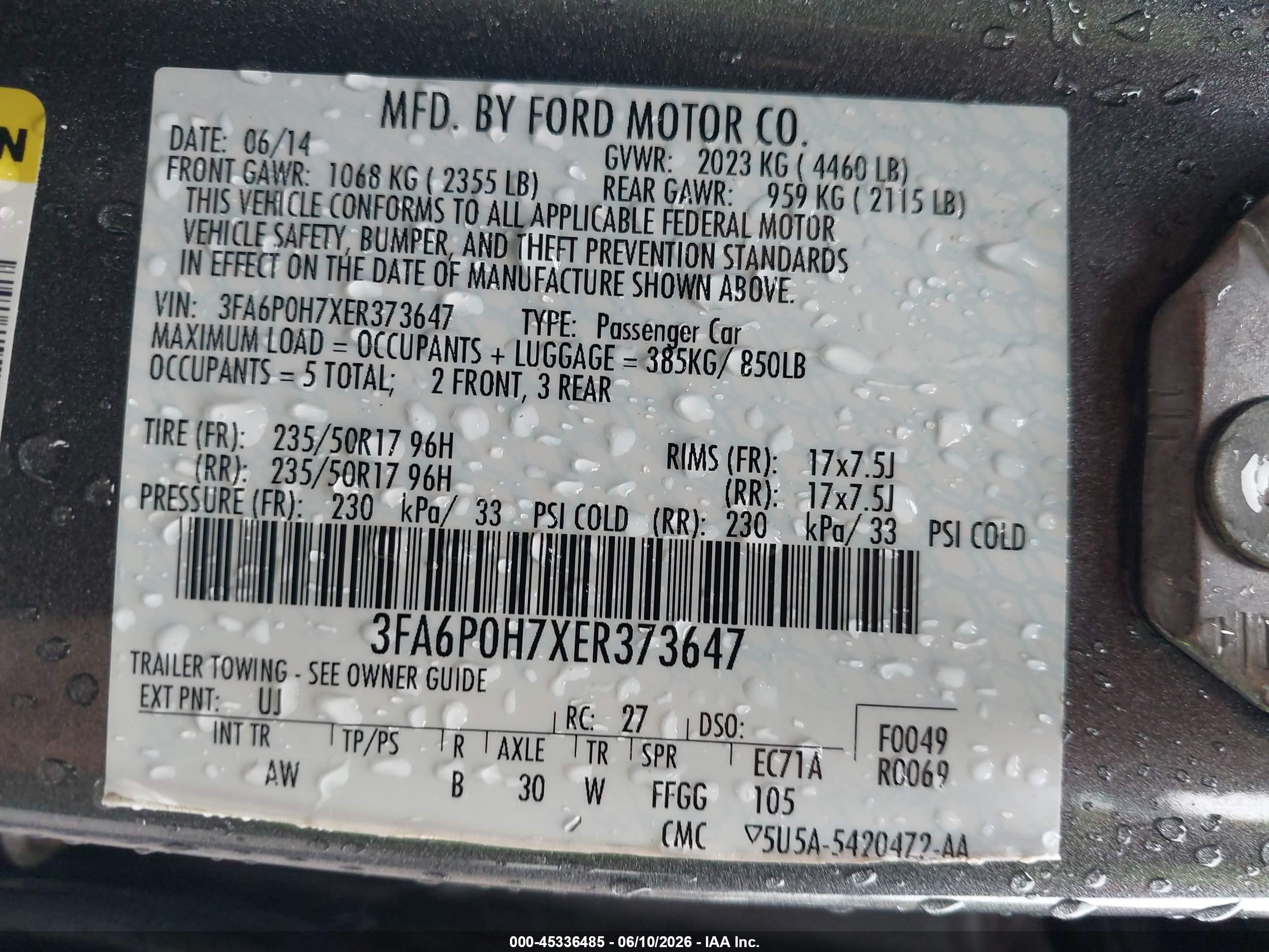 2014 Ford Fusion Se Gray vin: 3FA6P0H7XER373647