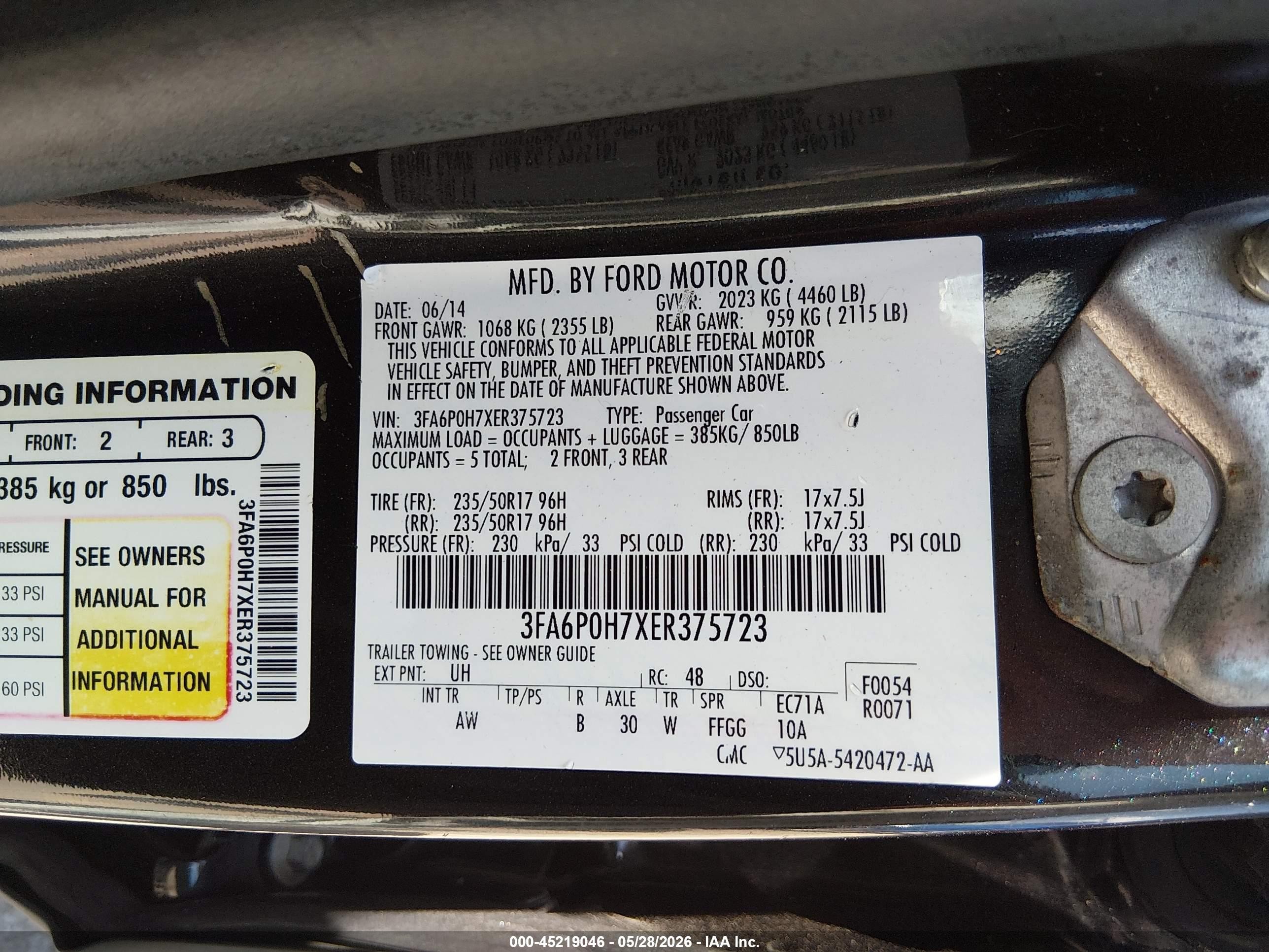 2014 Ford Fusion Se Black vin: 3FA6P0H7XER375723