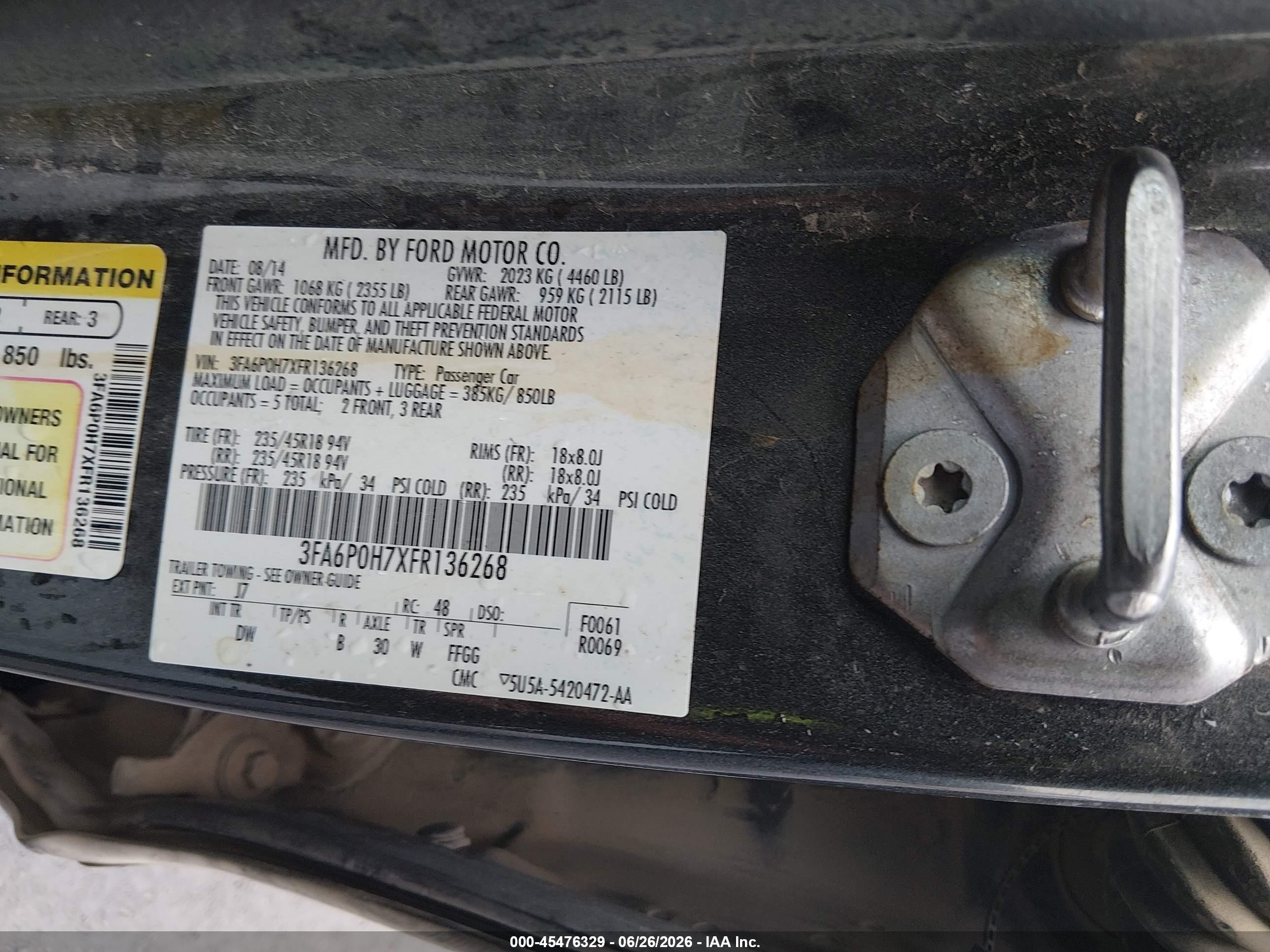 2015 Ford Fusion Se Gray vin: 3FA6P0H7XFR136268